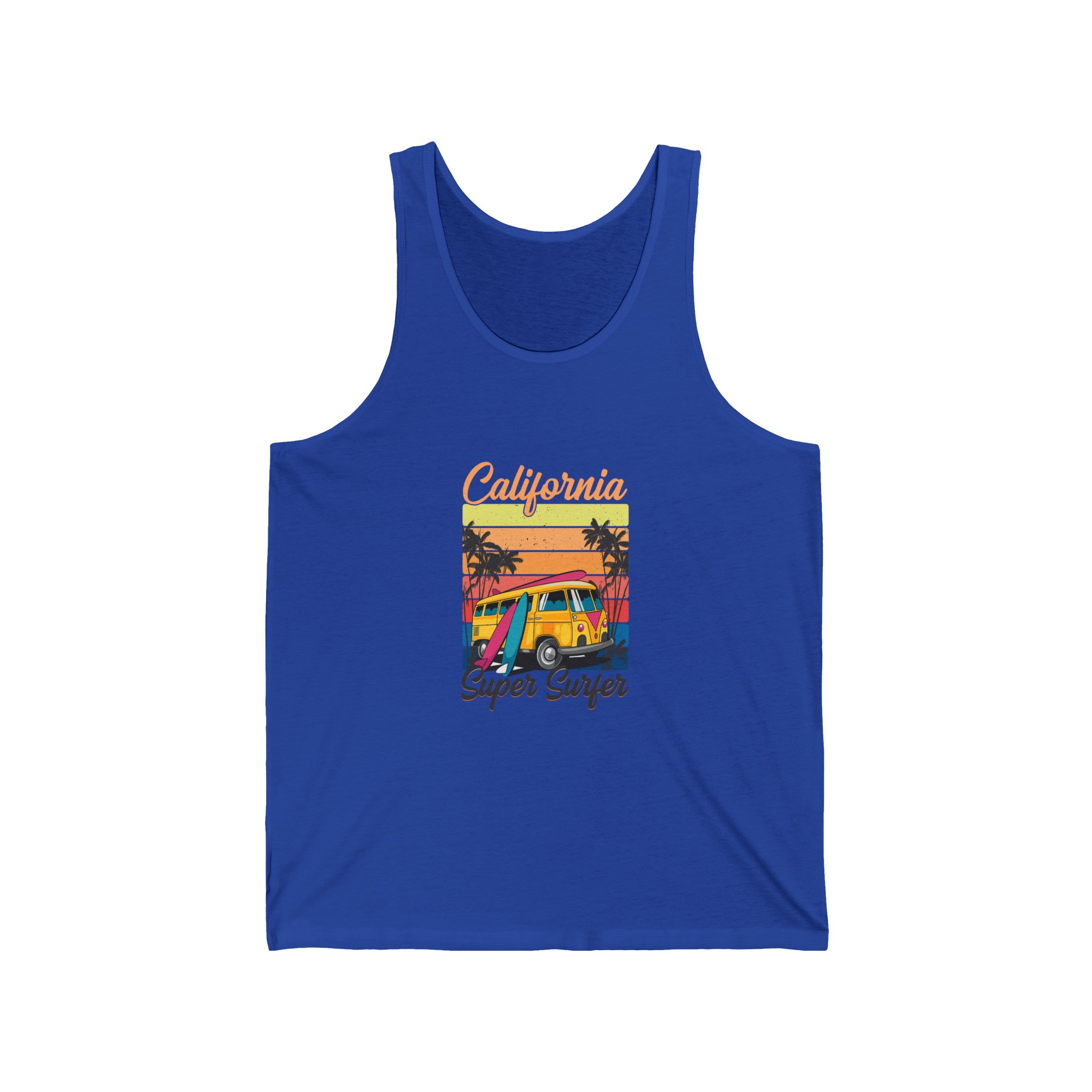 California Super Surfer Tank Top  Retro Surfboard Beach Tank