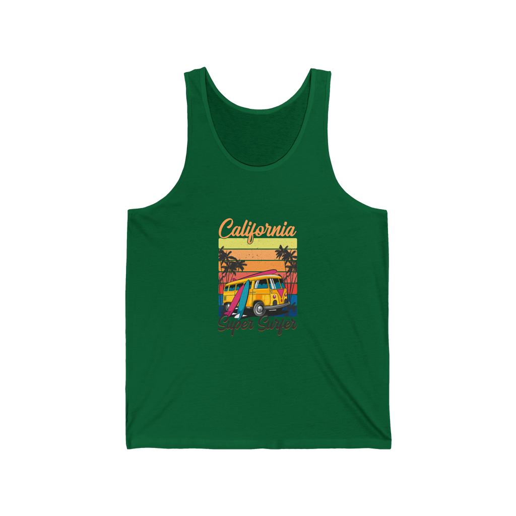 California Super Surfer Tank Top  Retro Surfboard Beach Tank