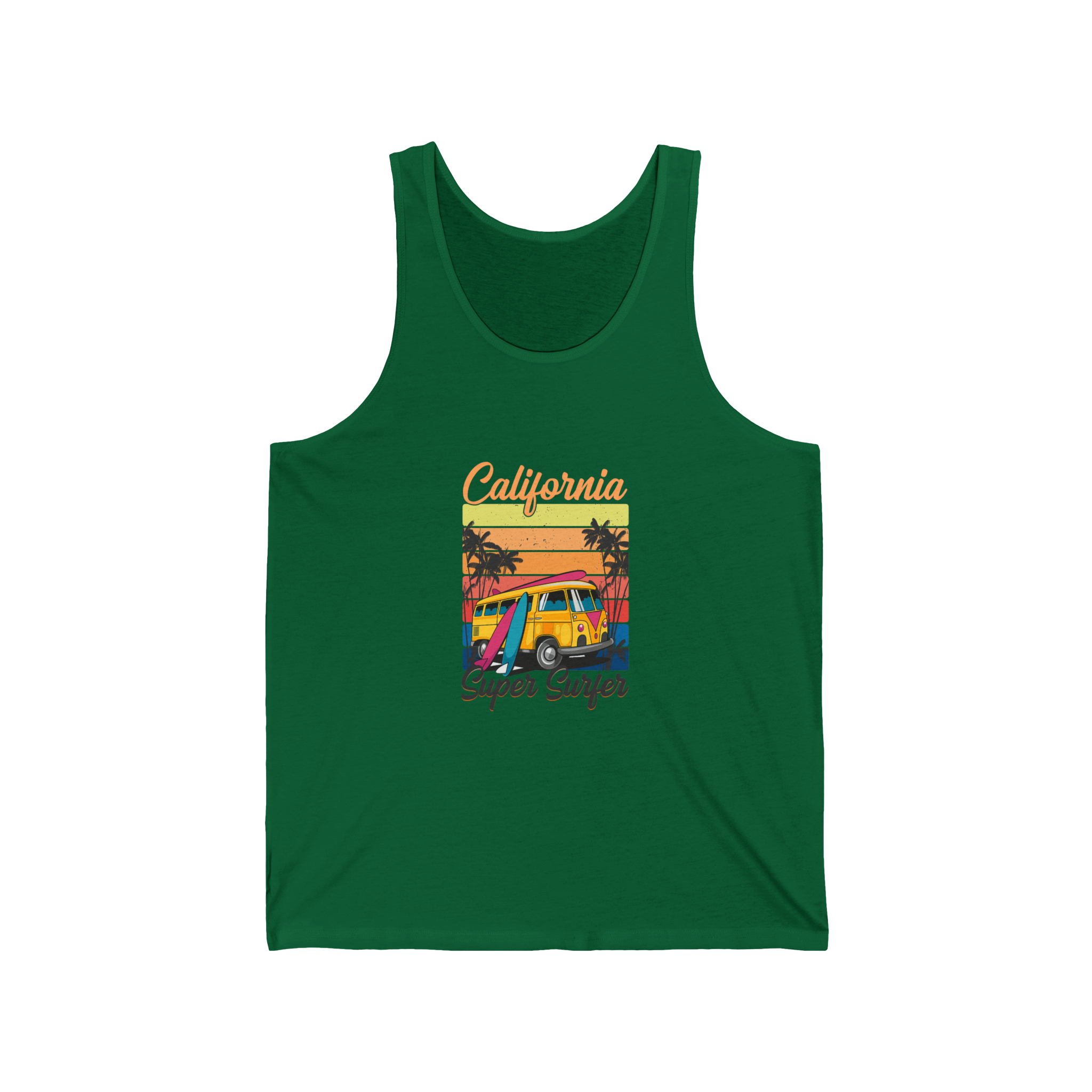 California Super Surfer Tank Top  Retro Surfboard Beach Tank