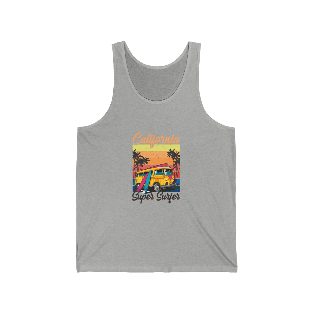 California Super Surfer Tank Top  Retro Surfboard Beach Tank