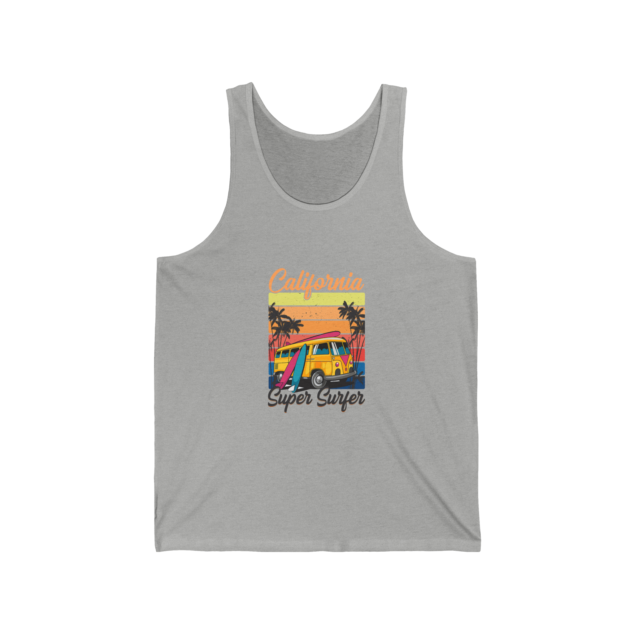 California Super Surfer Tank Top  Retro Surfboard Beach Tank