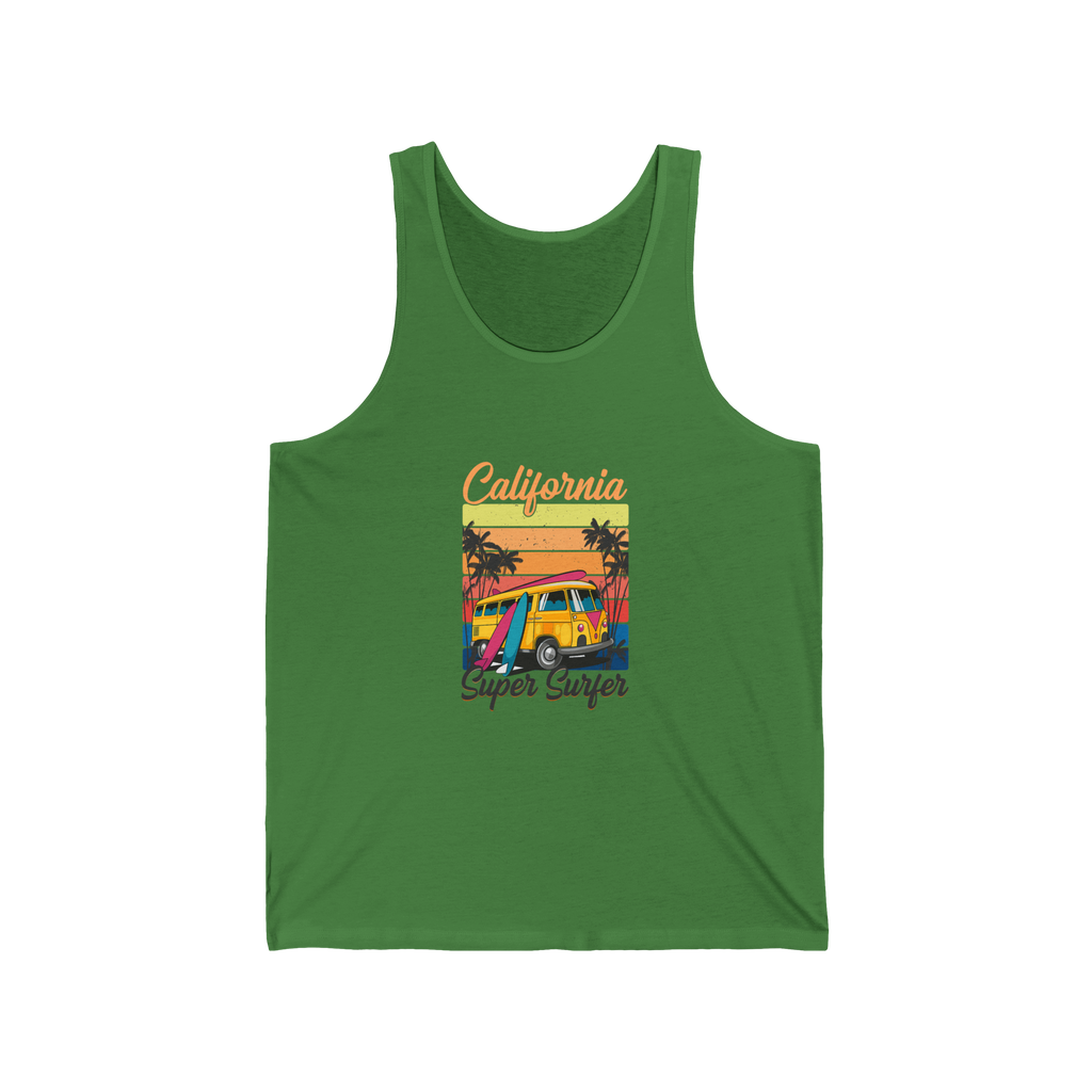 California Super Surfer Tank Top  Retro Surfboard Beach Tank