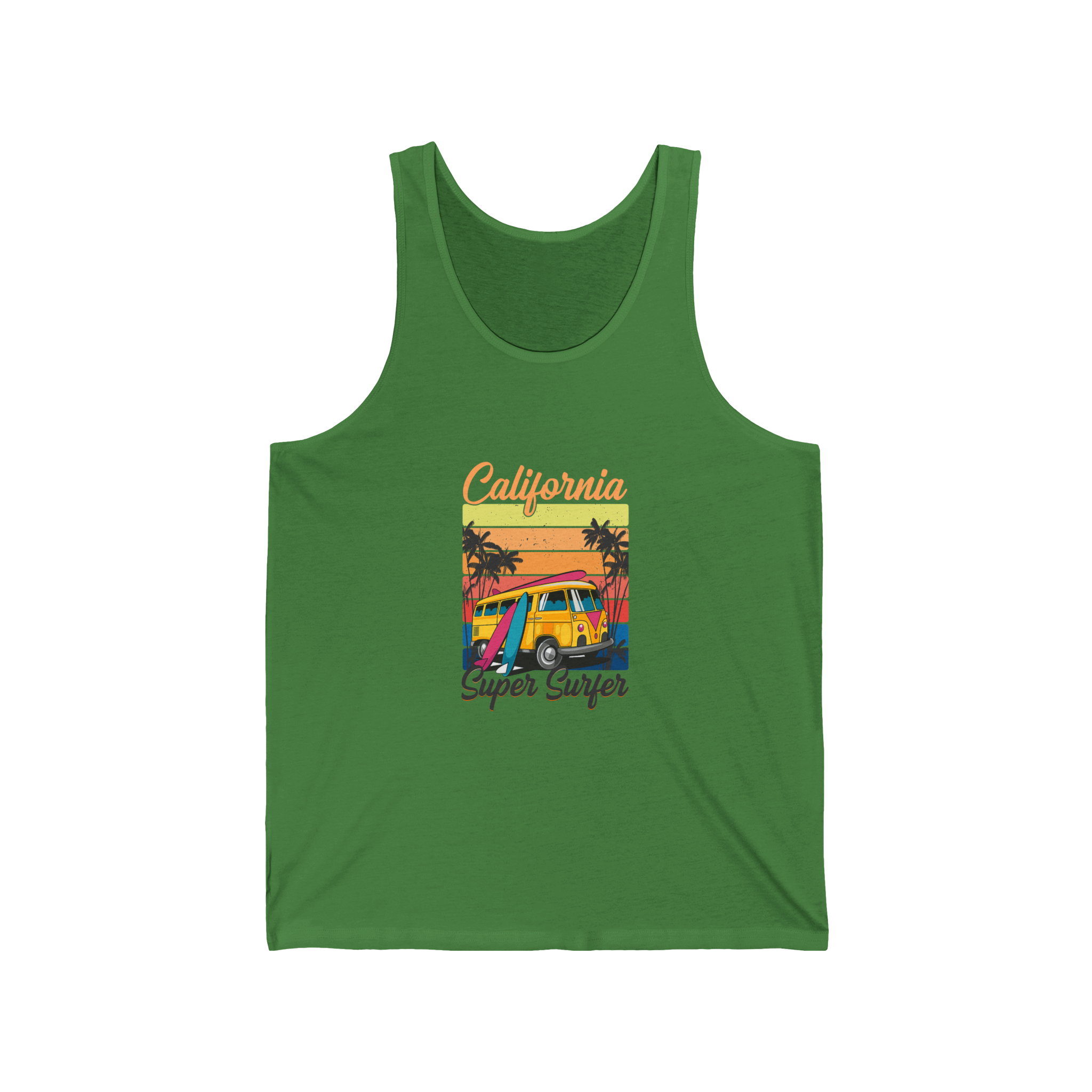 California Super Surfer Tank Top  Retro Surfboard Beach Tank