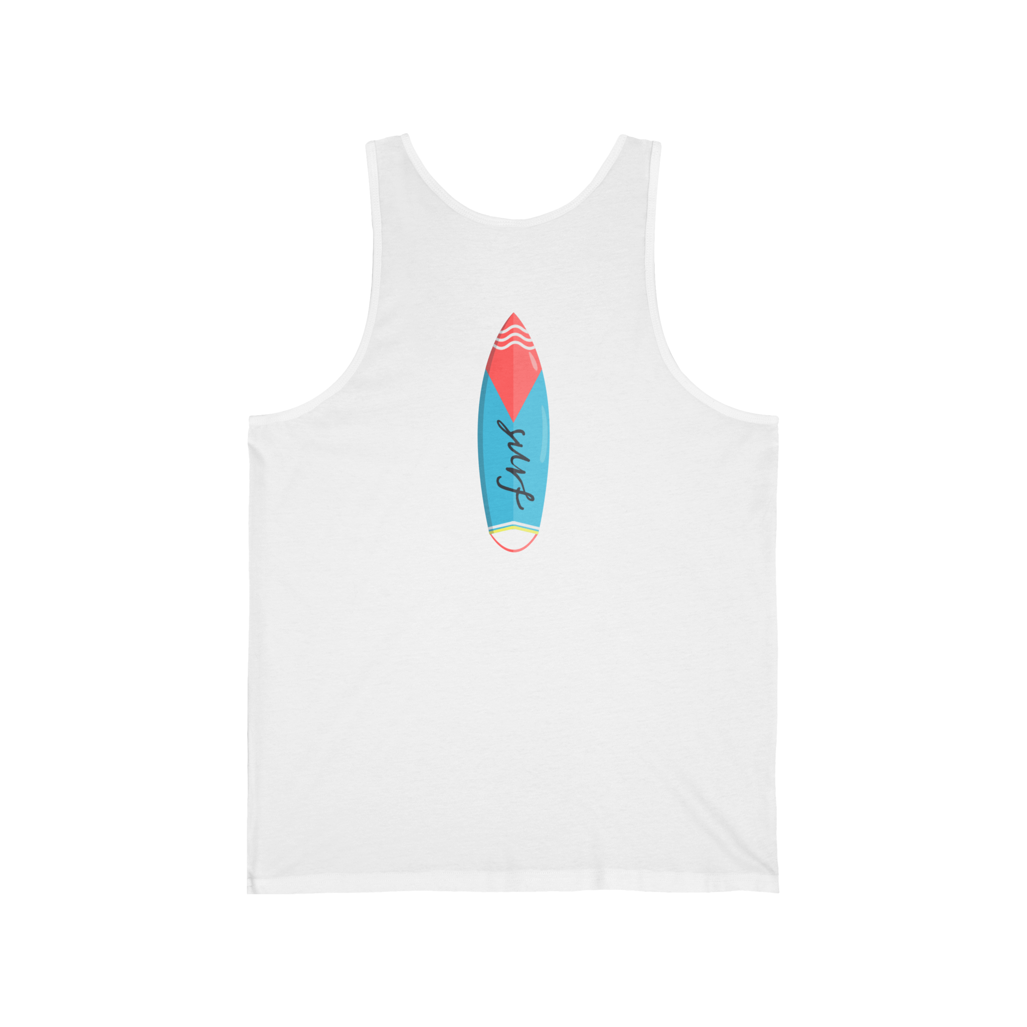 Surfboard Tank Top  Beach Vibes Summer Tank with Colorful Surfboard Design