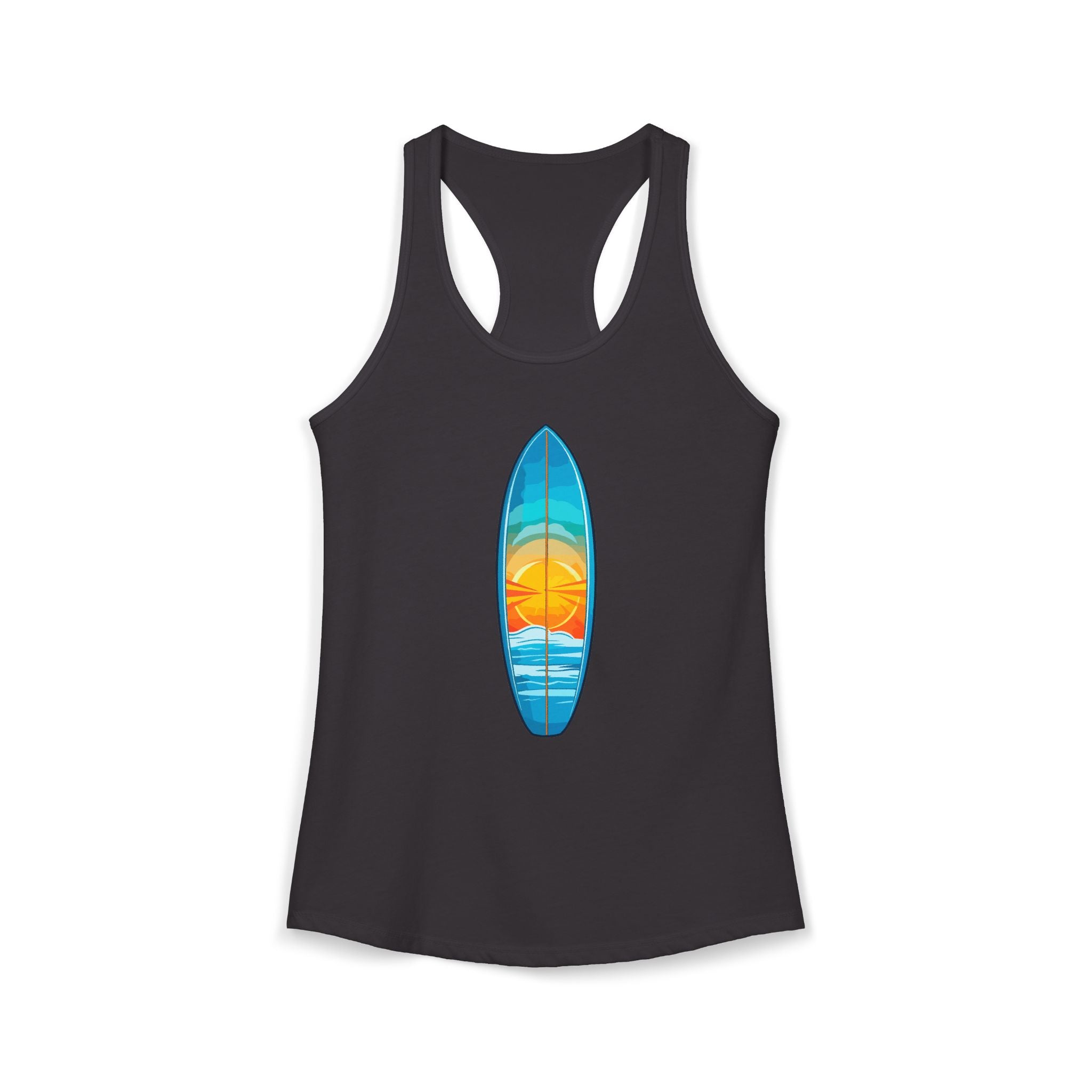 Women's Surfer Racerback Tank  Female Surfer on Surfboard Graphic