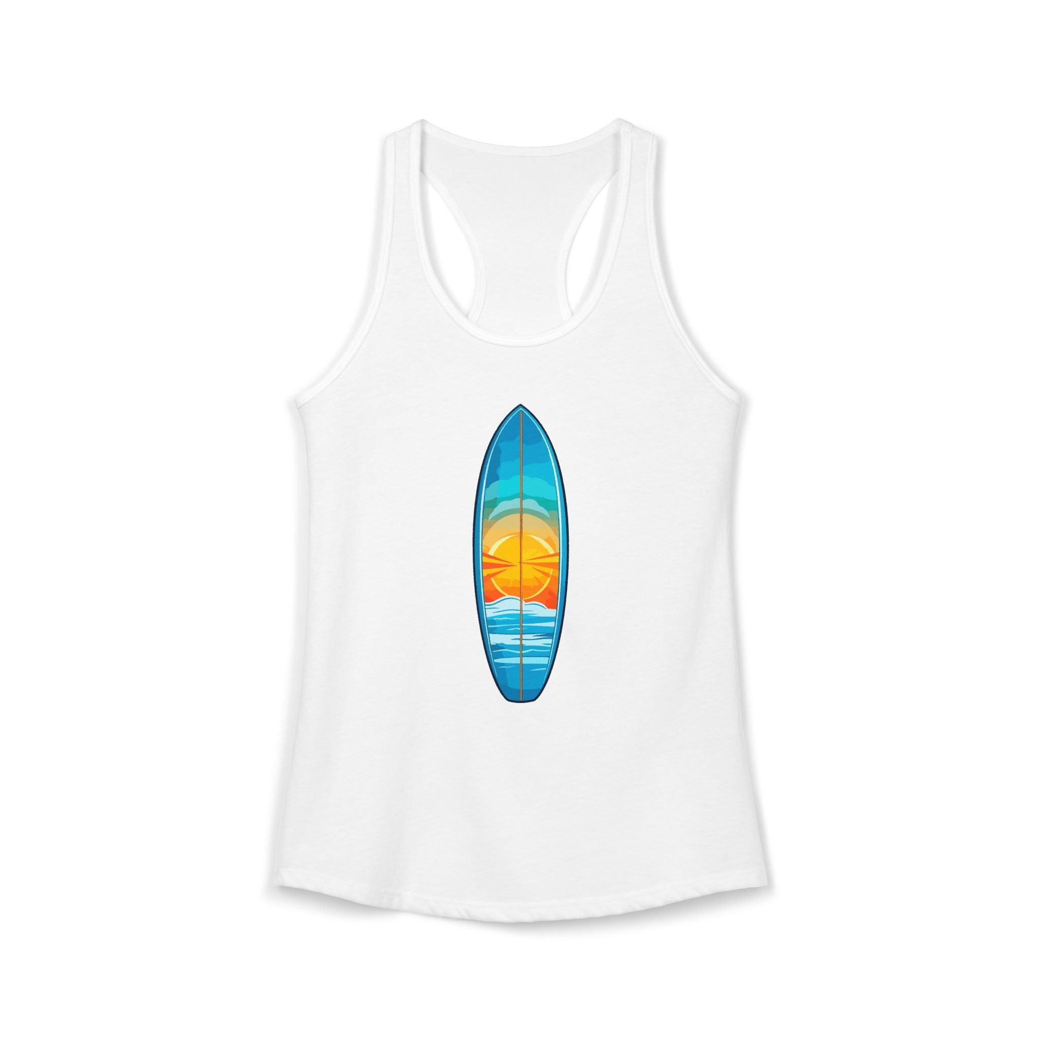 Women's Surfer Racerback Tank  Female Surfer on Surfboard Graphic