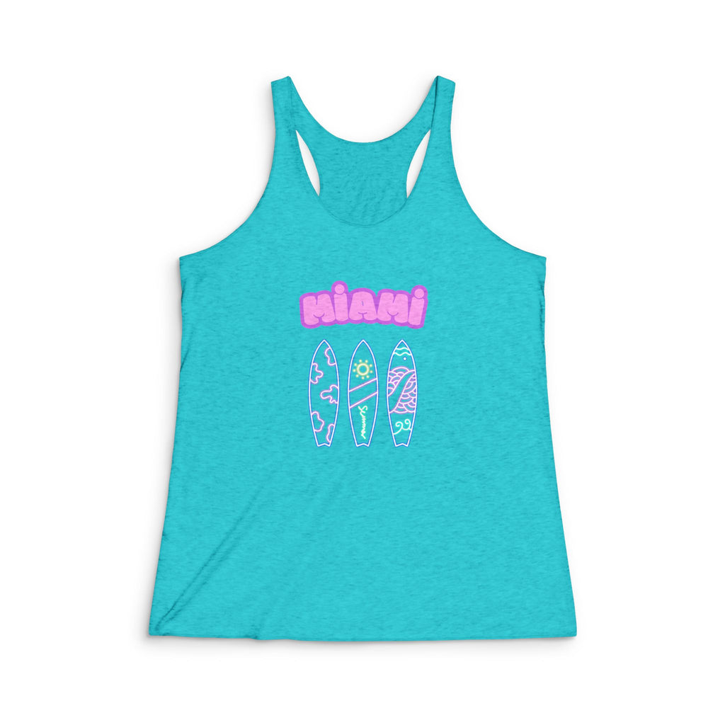 Women's Surfing Athlete Racerback Tank  Female Surfer Graphic Tank Top