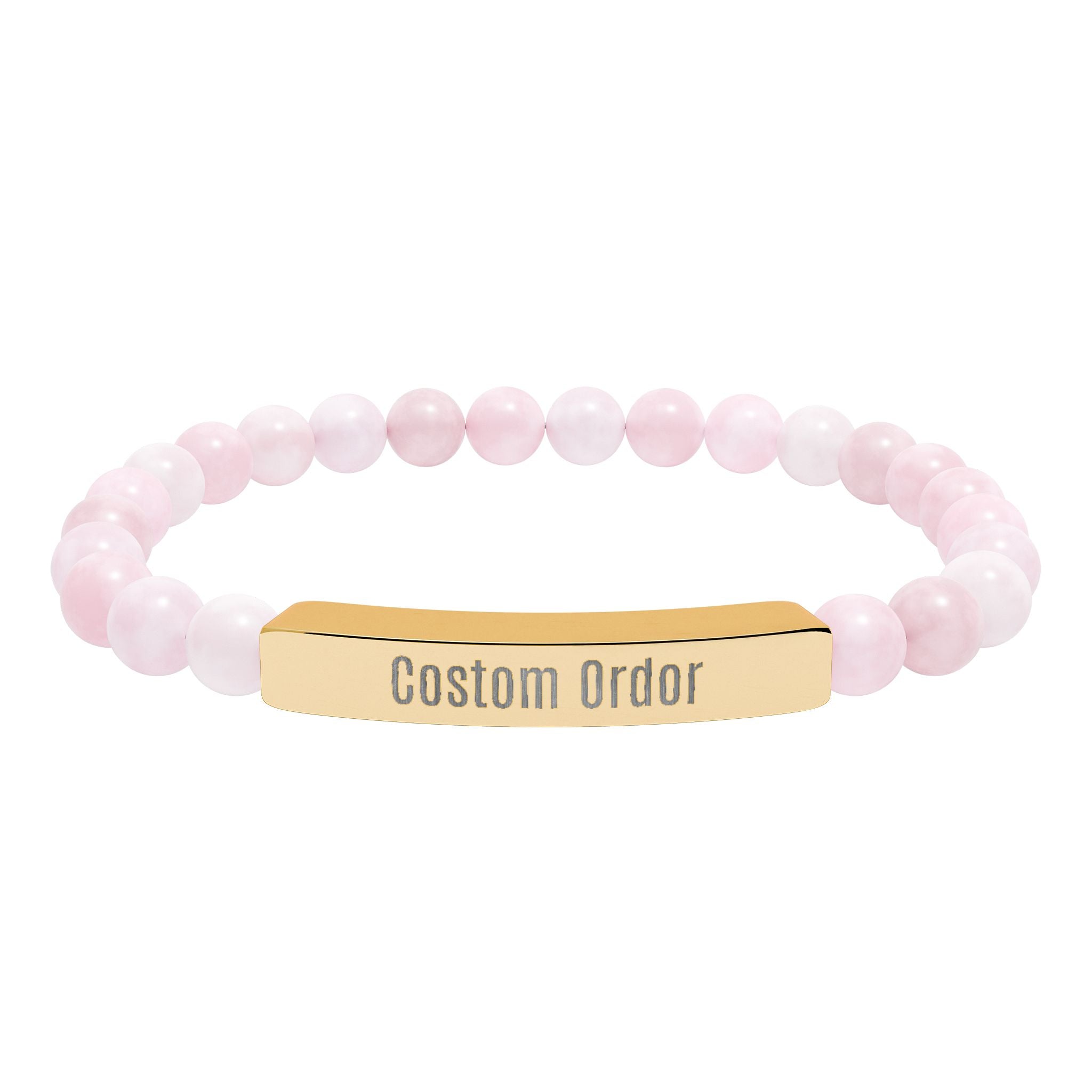 Engravable Natural Stone Bead Bracelet  Custom Bar Stretch Bracelet