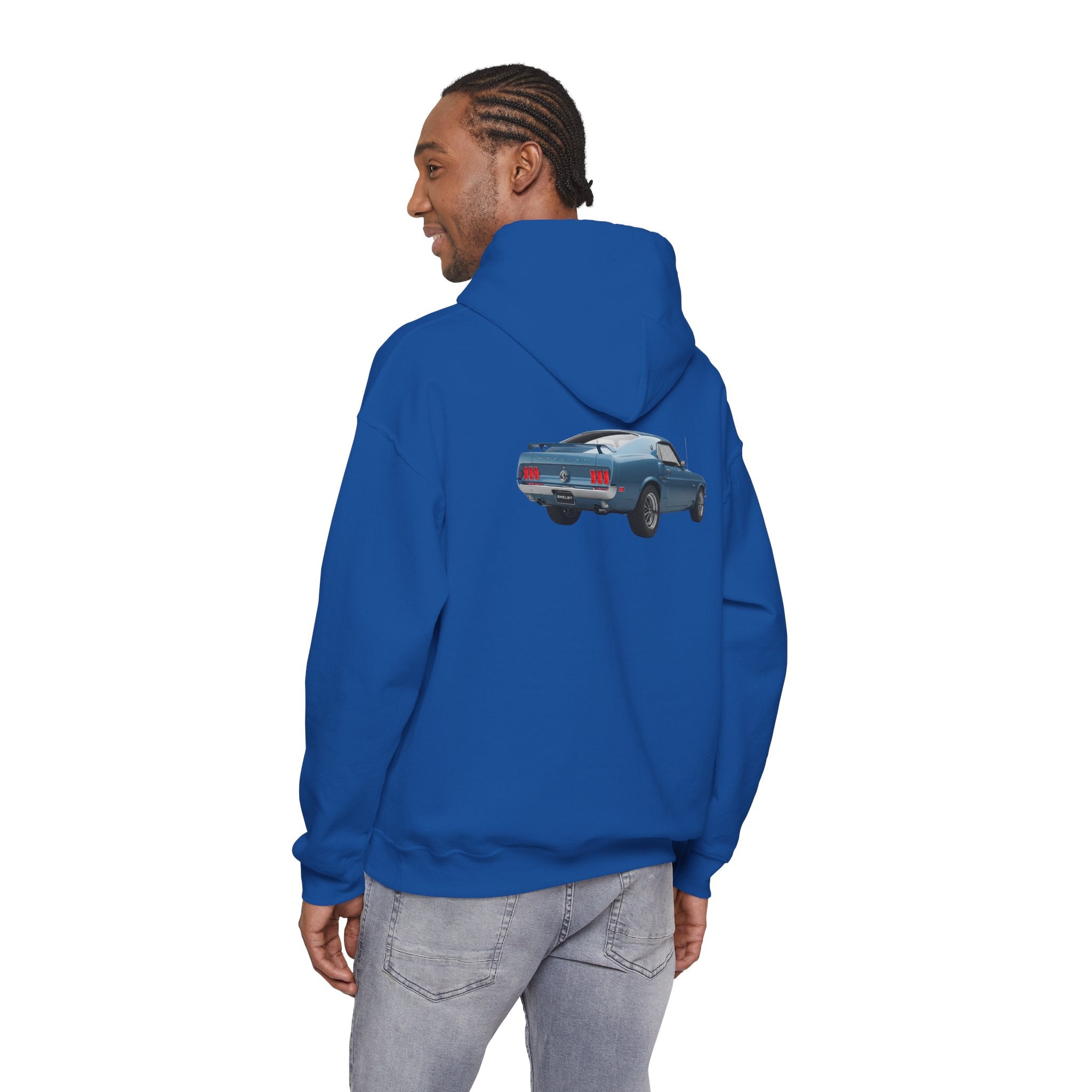 Classic Mustang Hoodie  Vintage Blue Pony Car Pullover