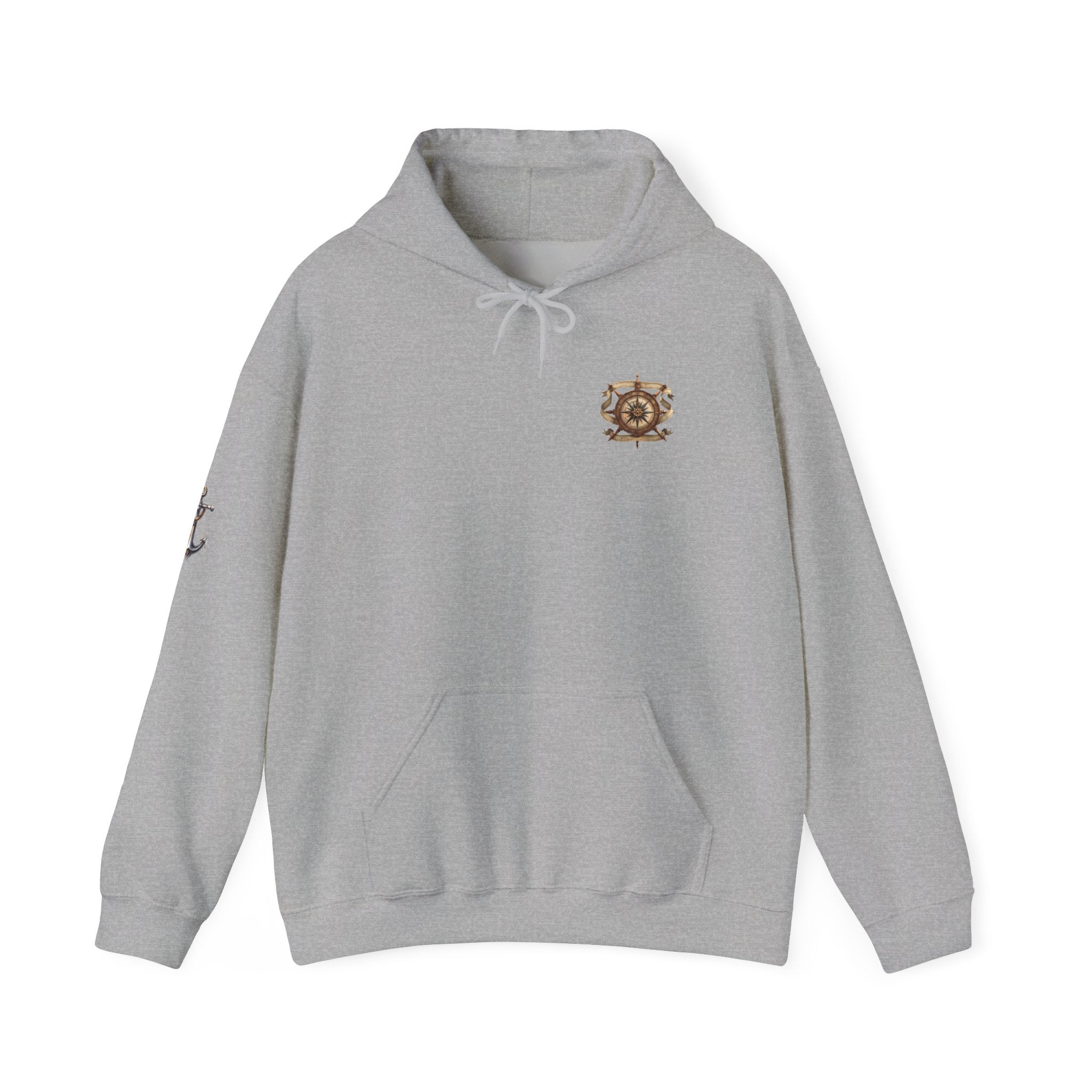 Nautical Ship Hoodie  Vintage Pirate Galleon Sweatshirt with Anchor Sleeve