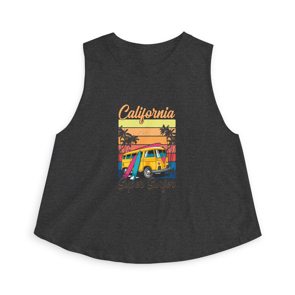 California Super Surfer Crop Top Retro Beach Van Surf Graphic