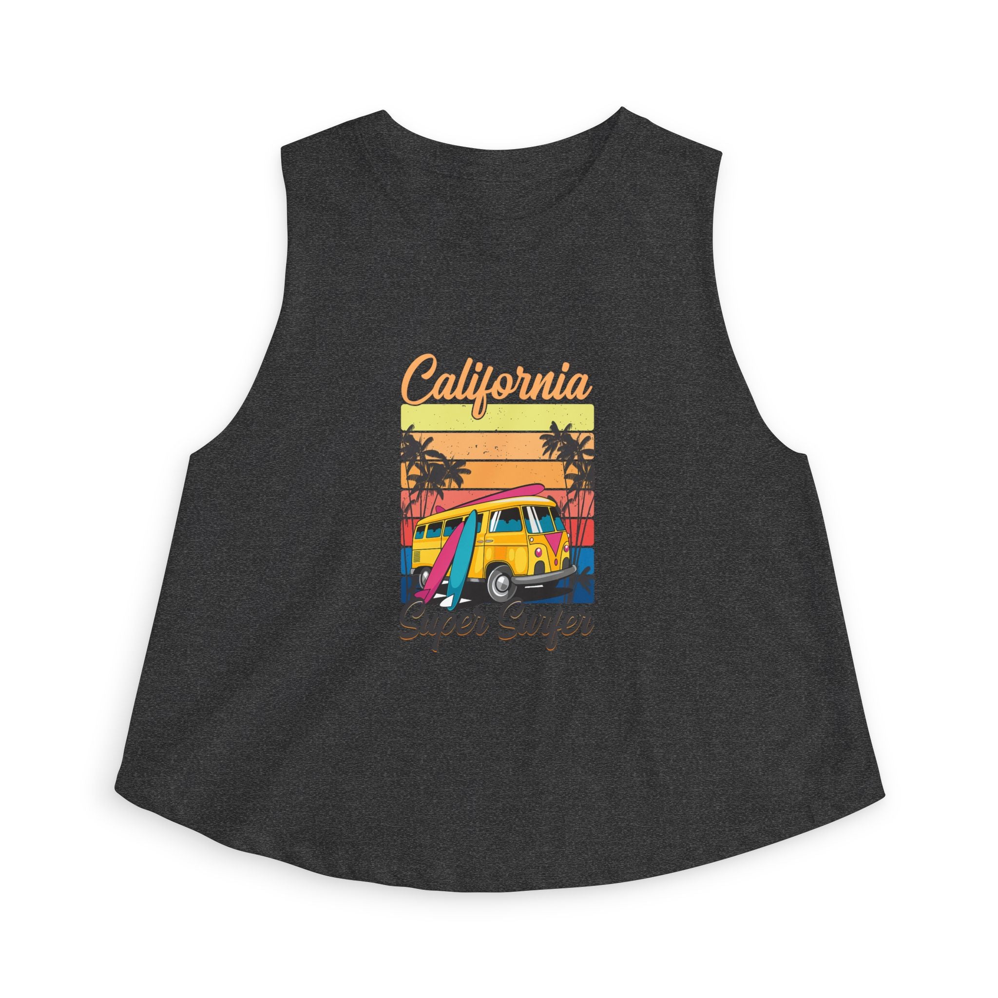 California Super Surfer Crop Top Retro Beach Van Surf Graphic