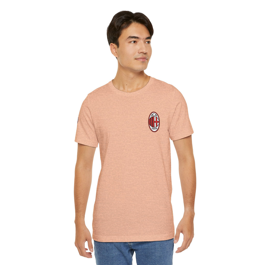 AC Milan Crest T-Shirt Minimal Soccer Tee with 'AC Milan' Back Print