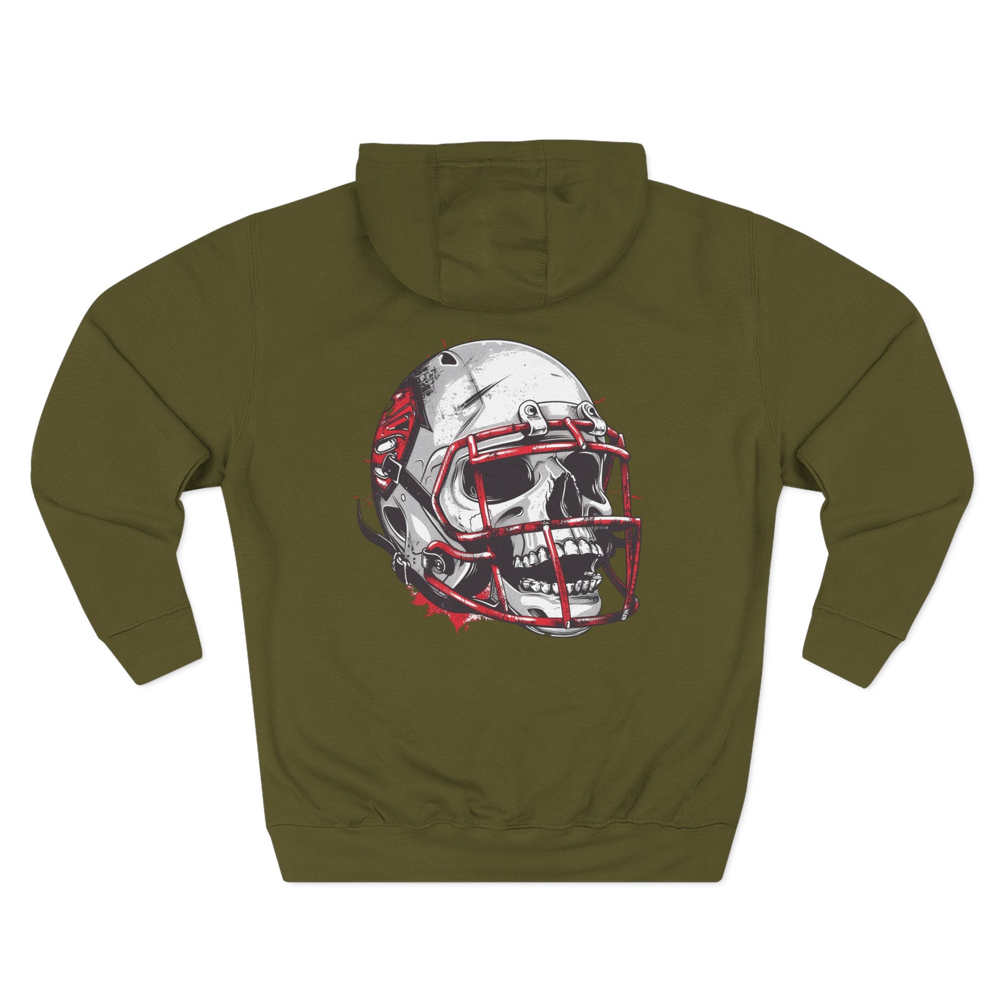 Football Helmet Skull Hoodie — Graphic Fleece Pullover for Fans