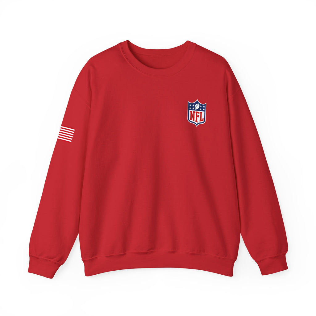 NFL Logo Crewneck Sweatshirt with American Flag Sleeve