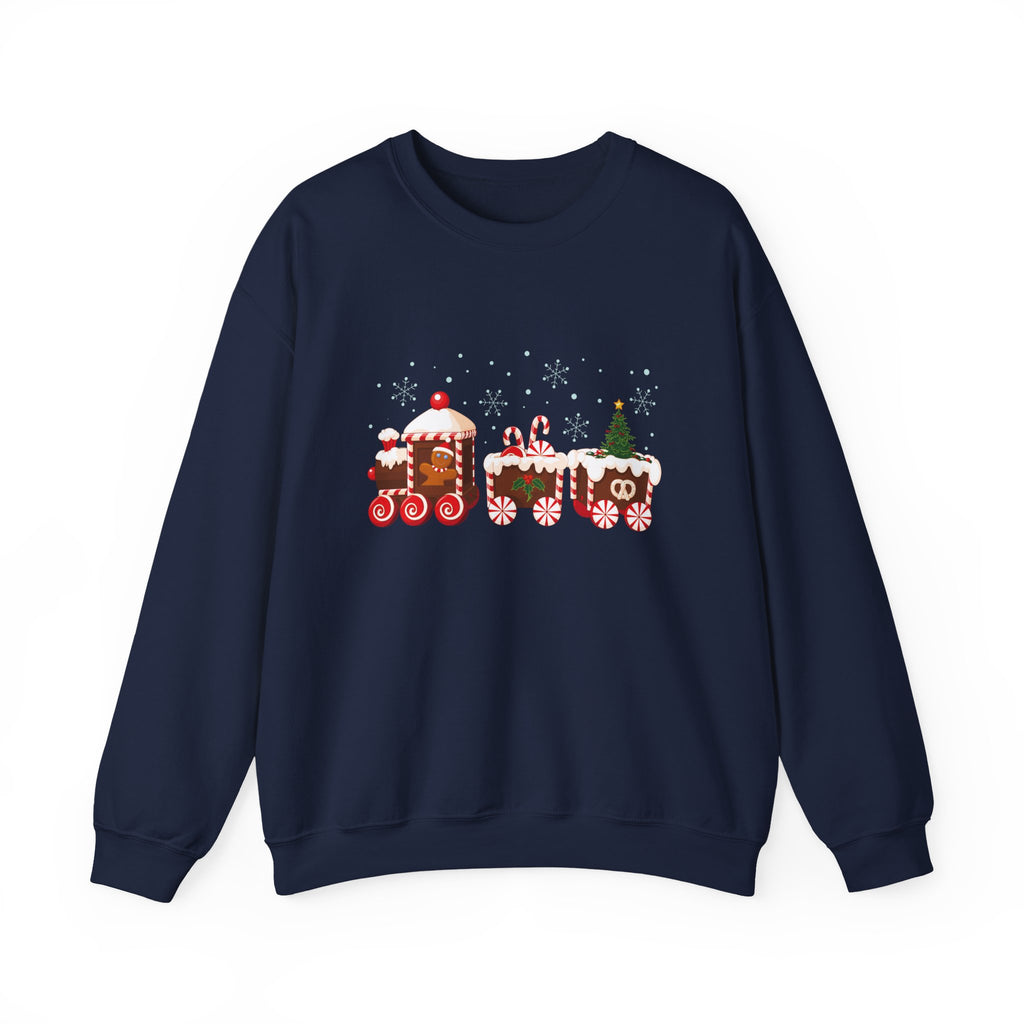 Gingerbread Train crewneck sweatshirt | Merry Christmas back print