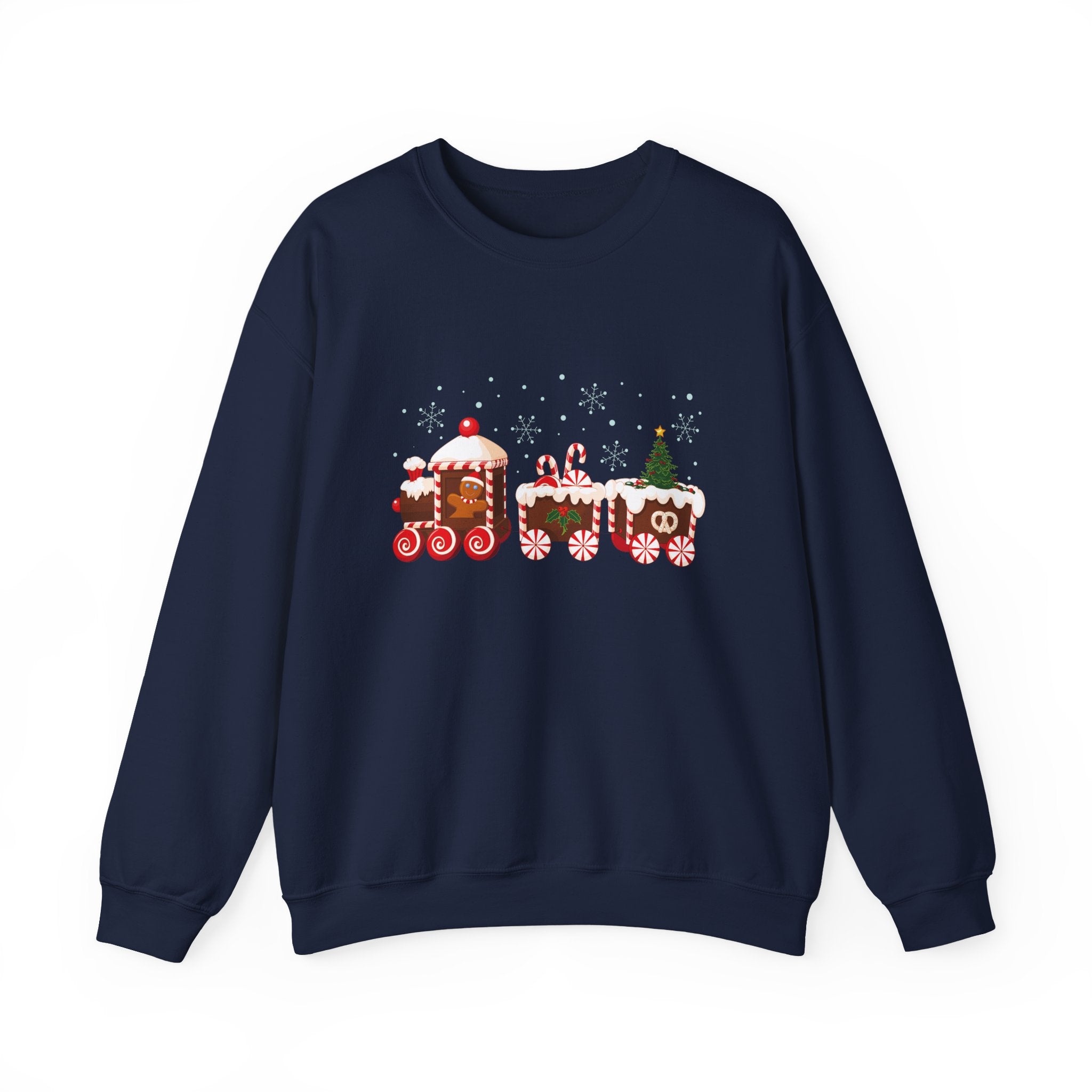 Gingerbread Train crewneck sweatshirt | Merry Christmas back print
