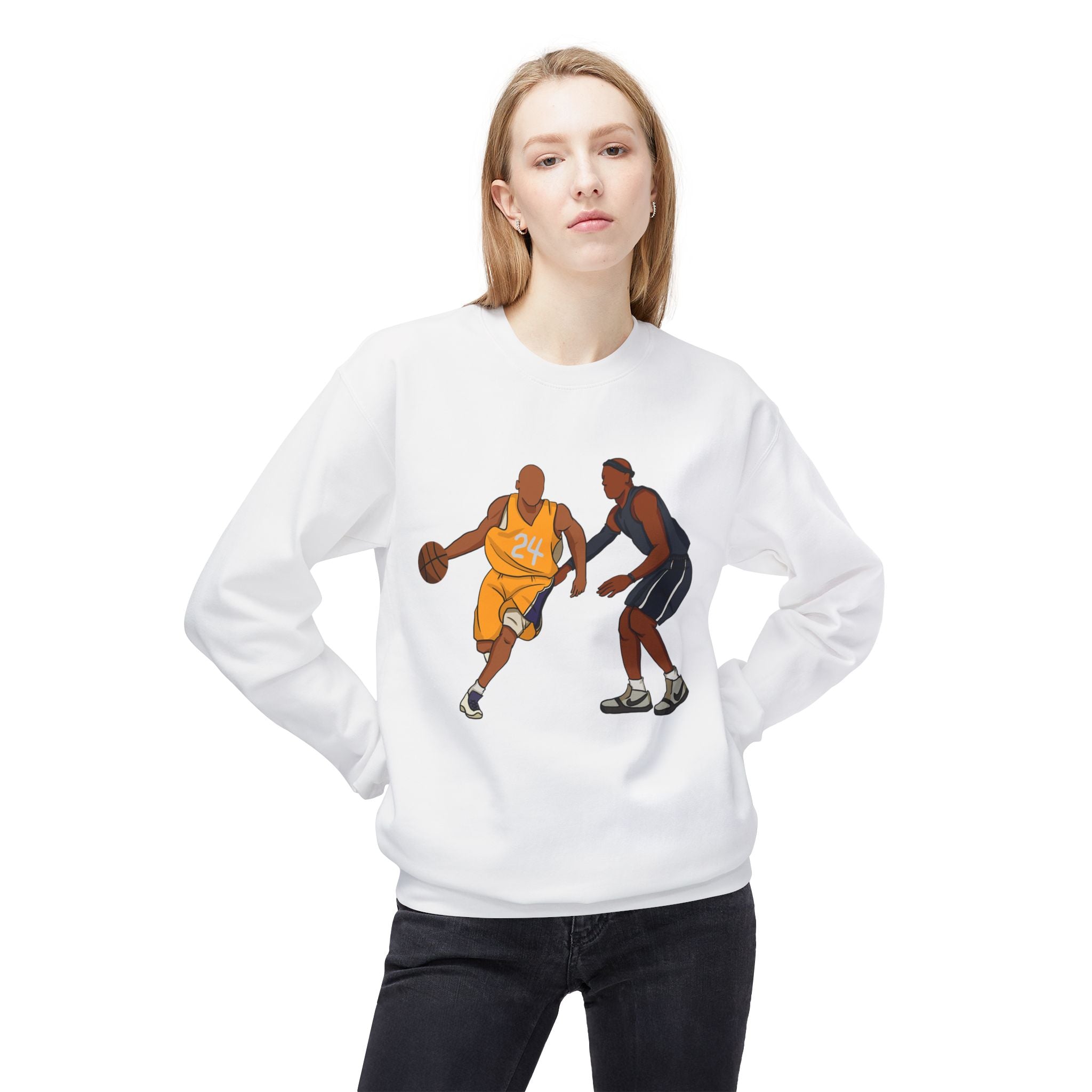 Basketball Players Sweatshirt Front Dribble Back Hoop Graphic