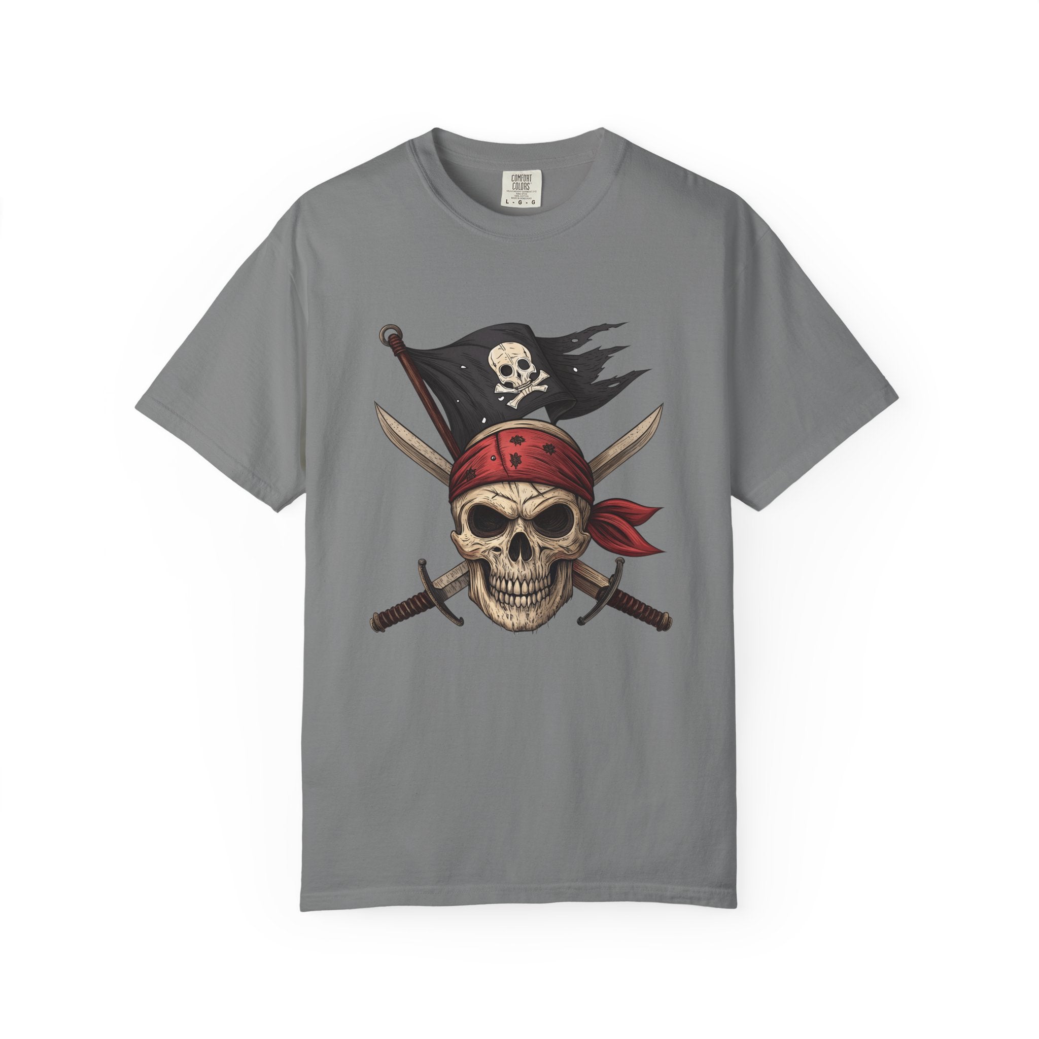 Pirate Skull T-Shirt Jolly Roger Bandana Graphic Tee