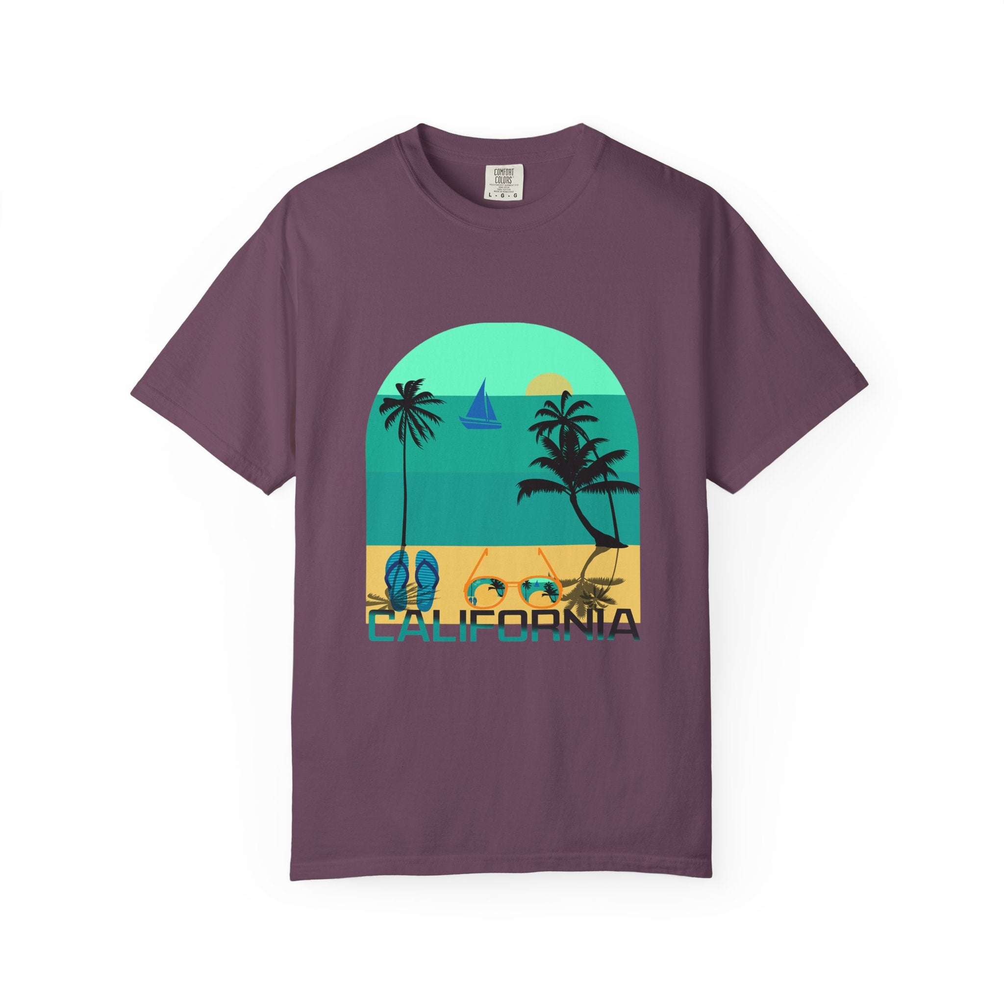 California Beach Surf T-Shirt  Retro Palm Trees & ‘SURFING’ Graphic