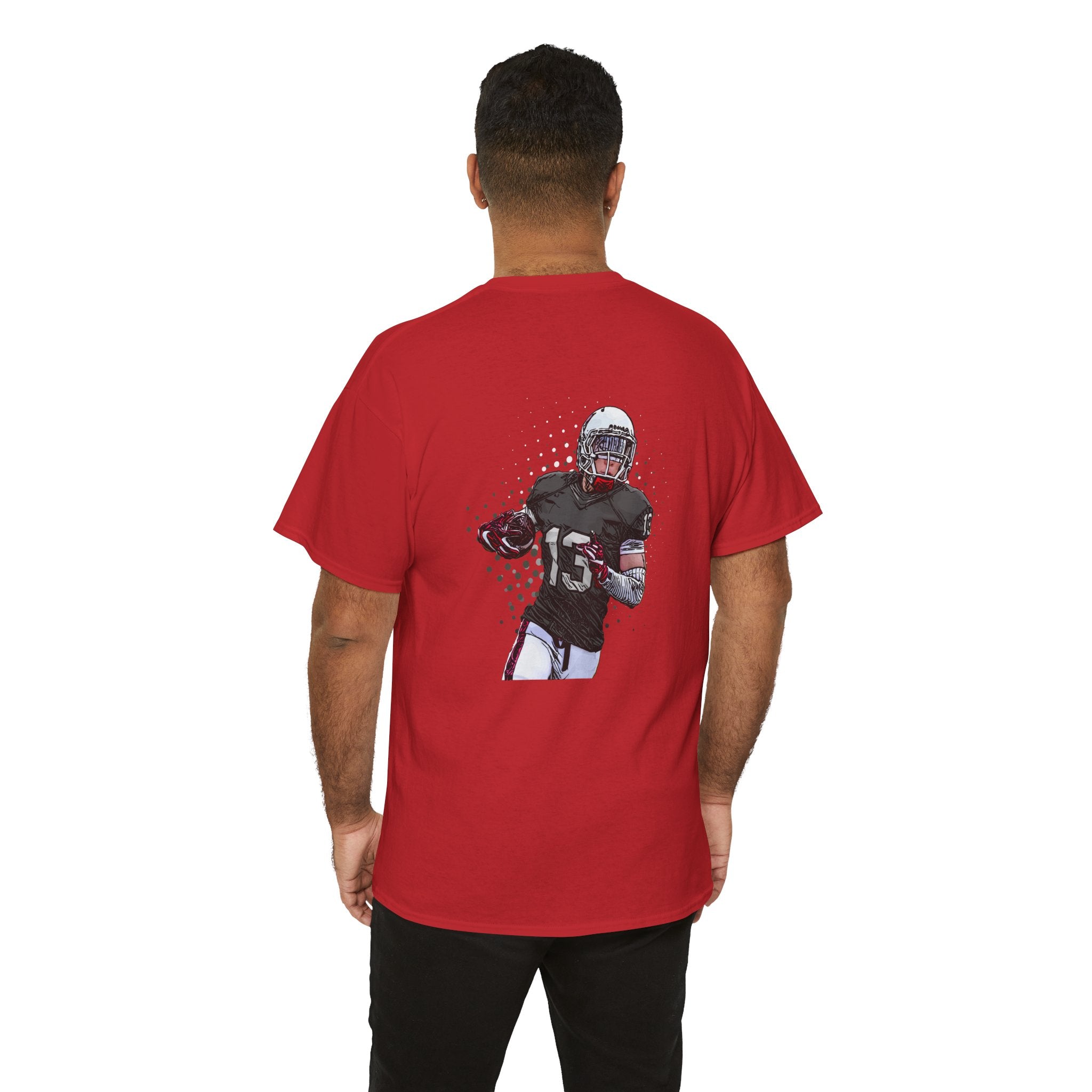 Football Player Graphic Tee  Retro Gridiron Jersey Design