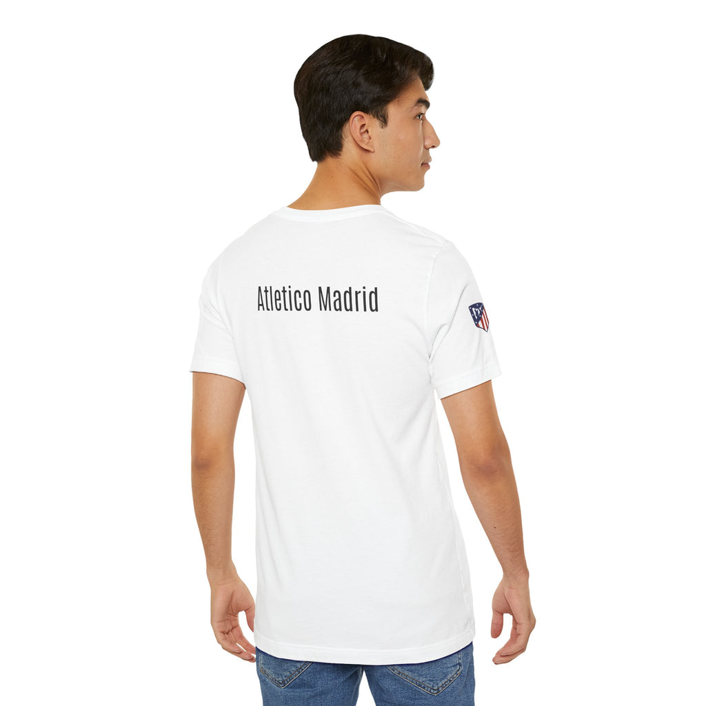 Atletico Madrid Shield T-Shirt Front Chest & Sleeve Logo Soccer Tee