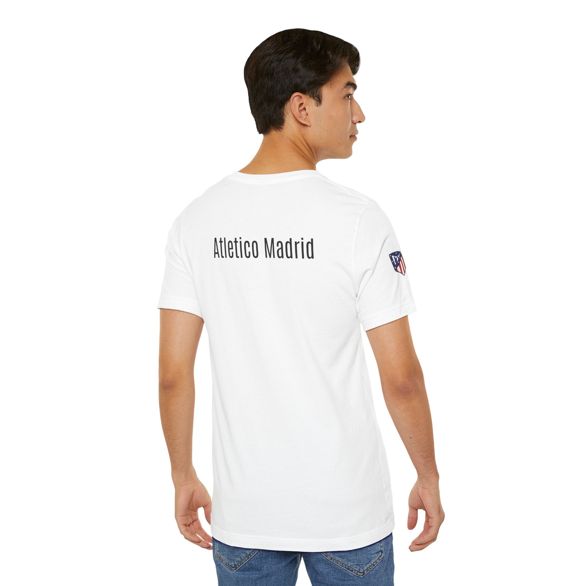 Atletico Madrid Shield T-Shirt Front Chest & Sleeve Logo Soccer Tee