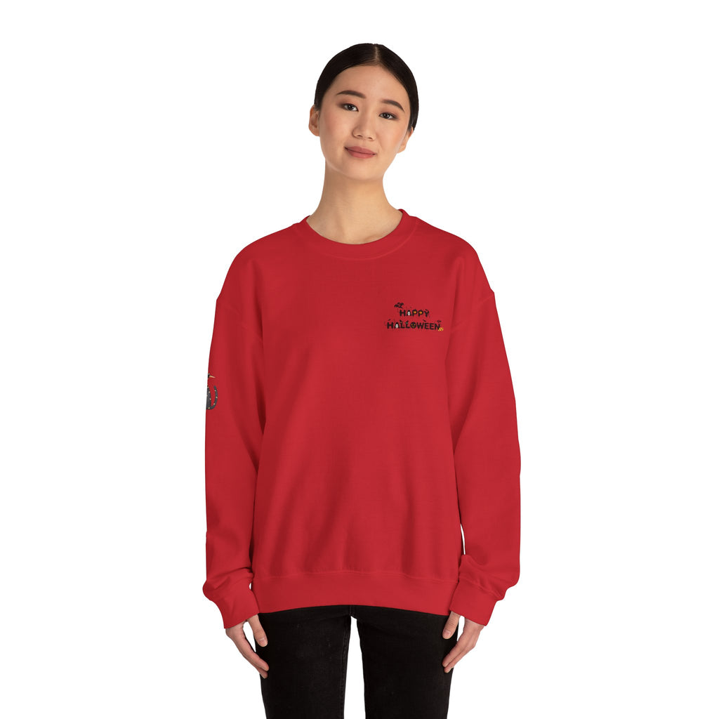 Halloween Candy Crewneck Sweatshirt — 'Happy Halloween' Jack-o'-Lantern & Candy Design