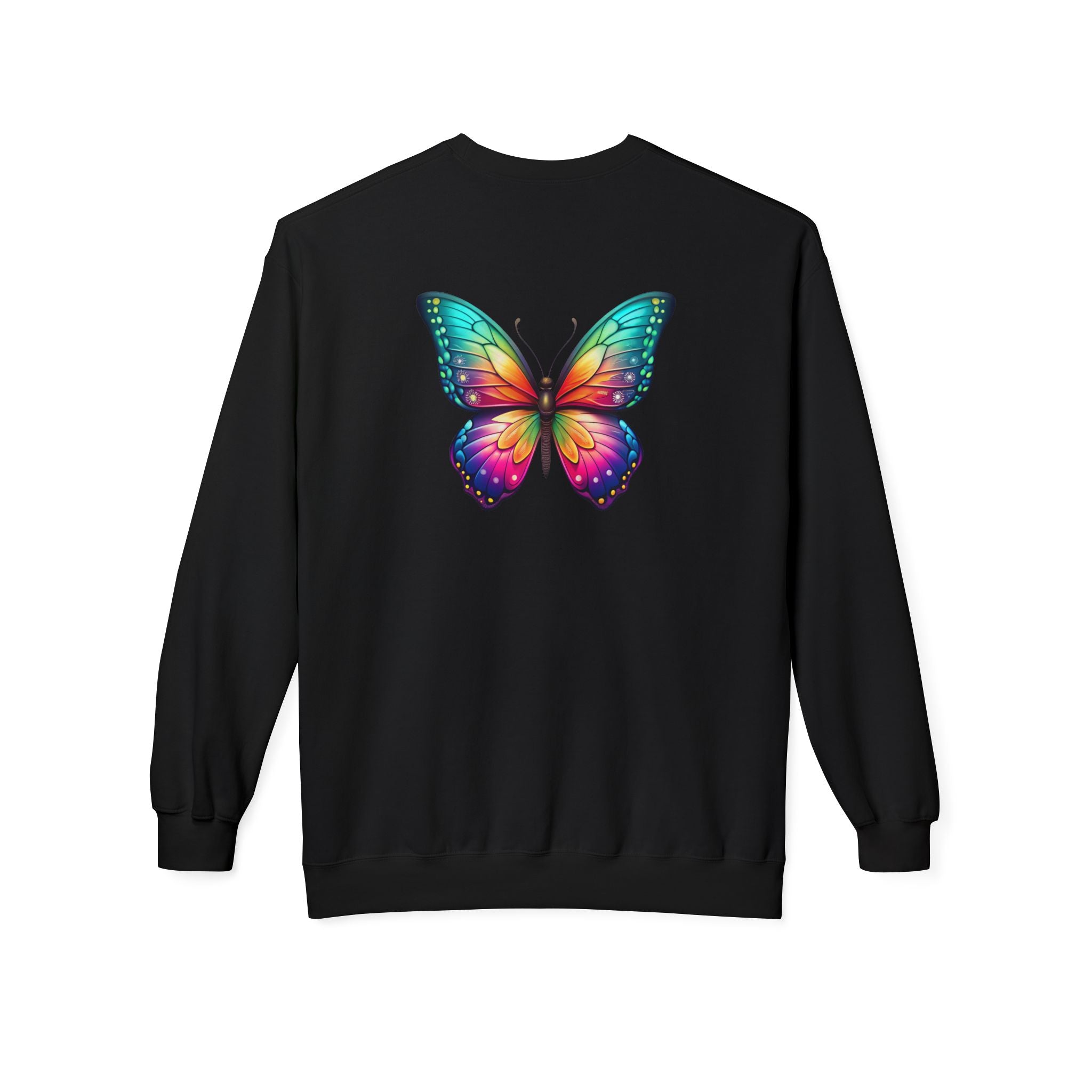 Rainbow Butterfly Sweatshirt | Colorful Monarch Wing Graphic
