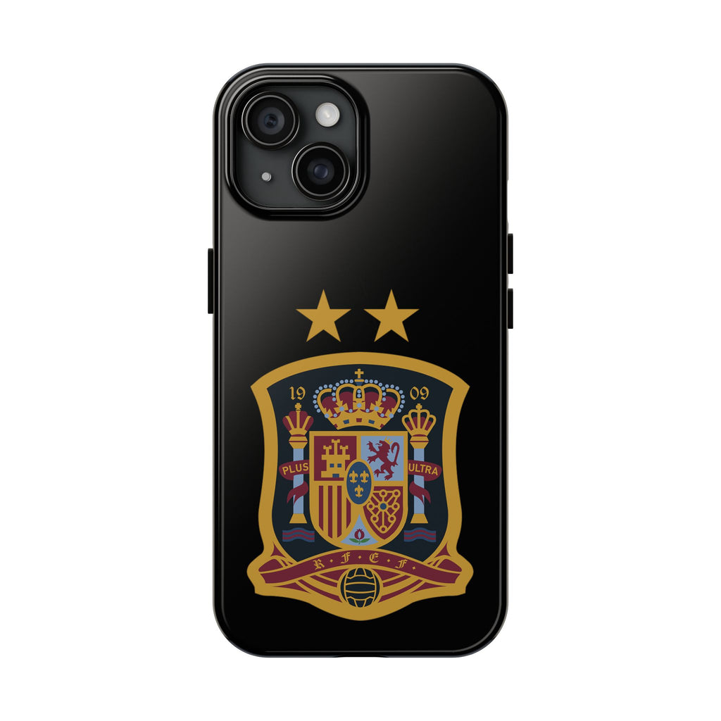 Spain Soccer Crest Tough Phone Case  Black Protective iPhone Case with Two Stars