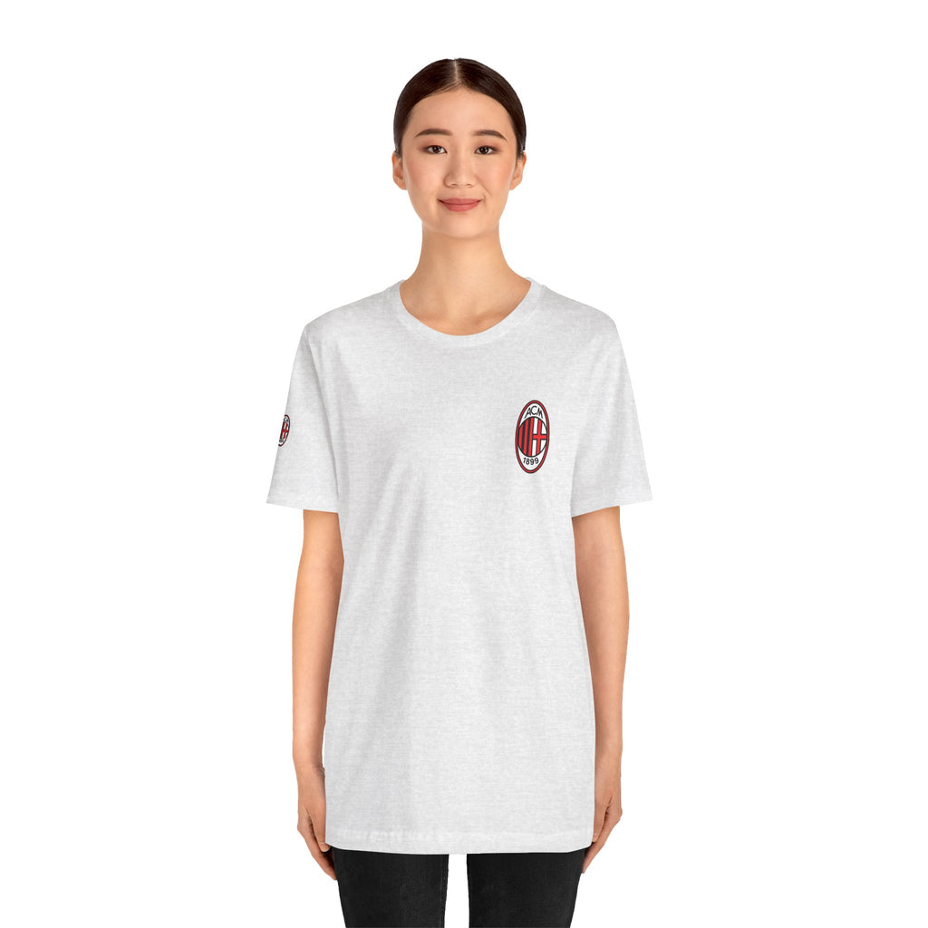 AC Milan Crest T-Shirt Minimal Soccer Tee with 'AC Milan' Back Print