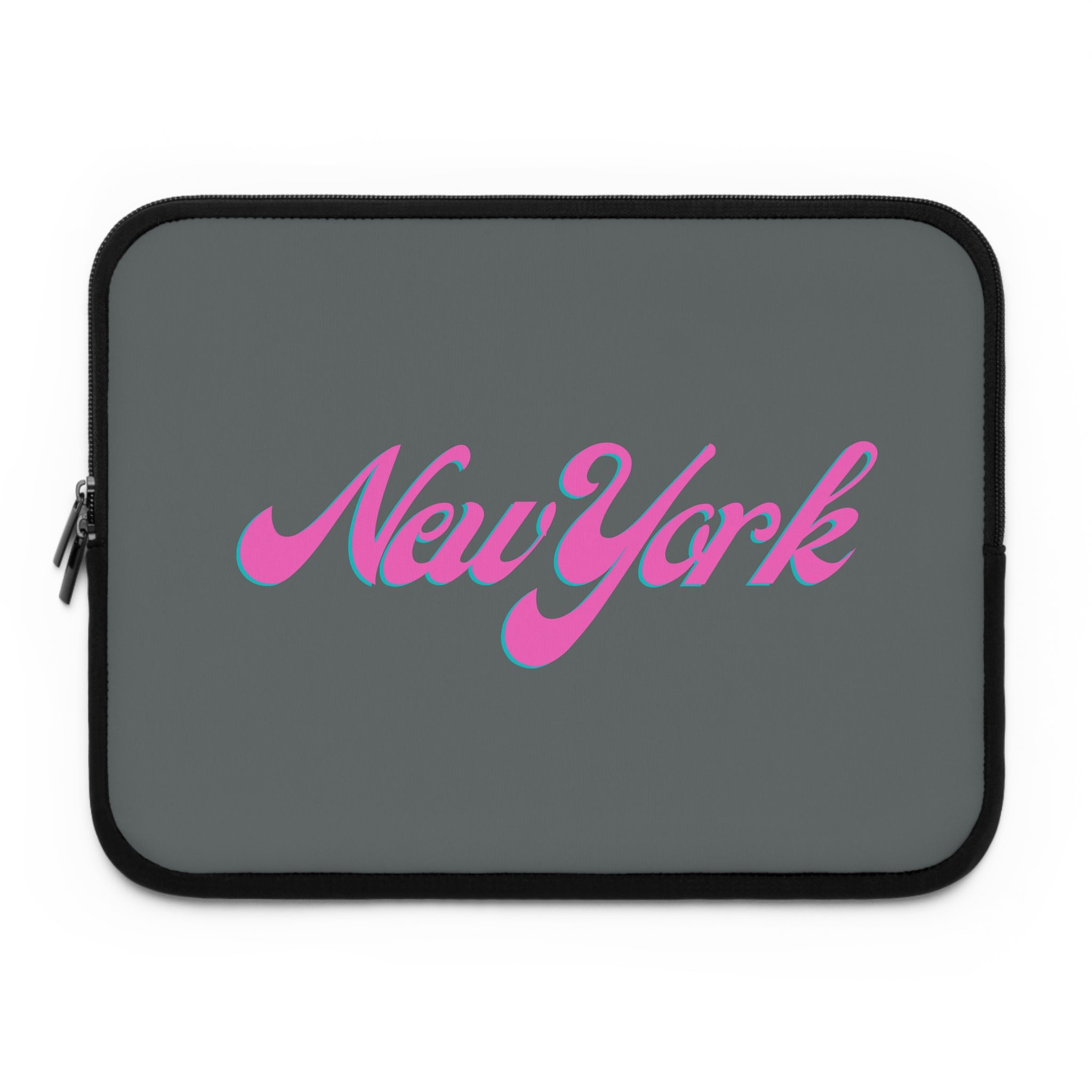 New York Pink Script Laptop Sleeve  Retro City Typography Sleeve