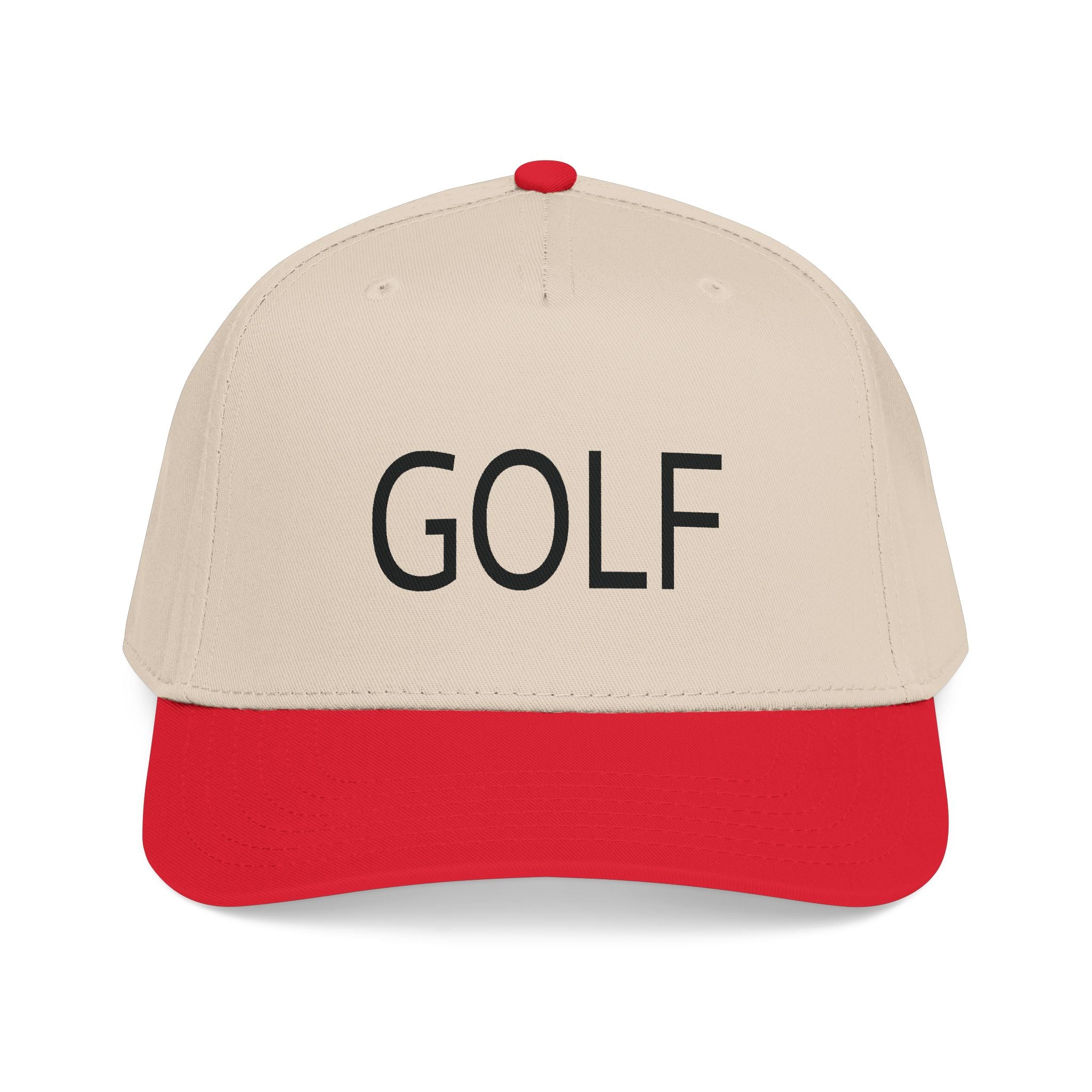 Golf Embroidered Mid Profile Cap — Classic Two-Tone Golf Hat