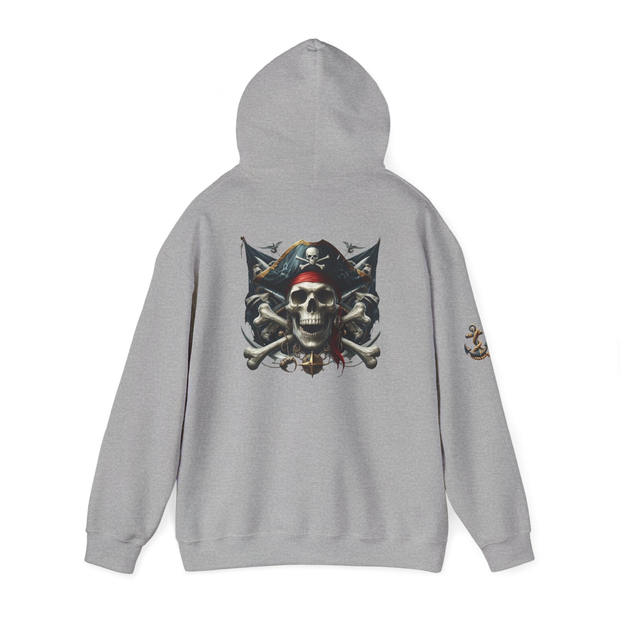 Pirate Skull Anchor Hoodie  Nautical Skull & Crossbones Pullover