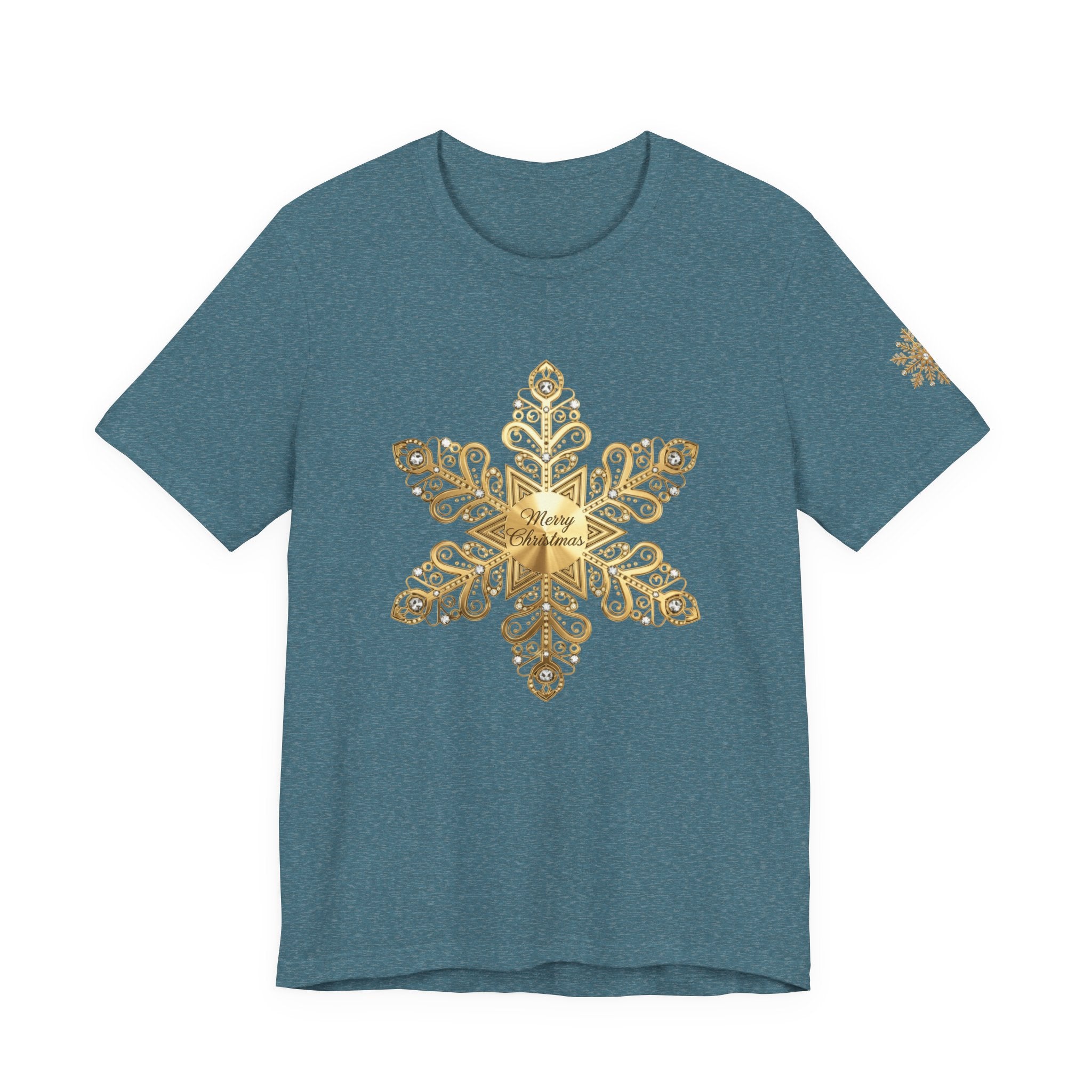 Gold Snowflake Tee Ornate Metallic Snowflake Design