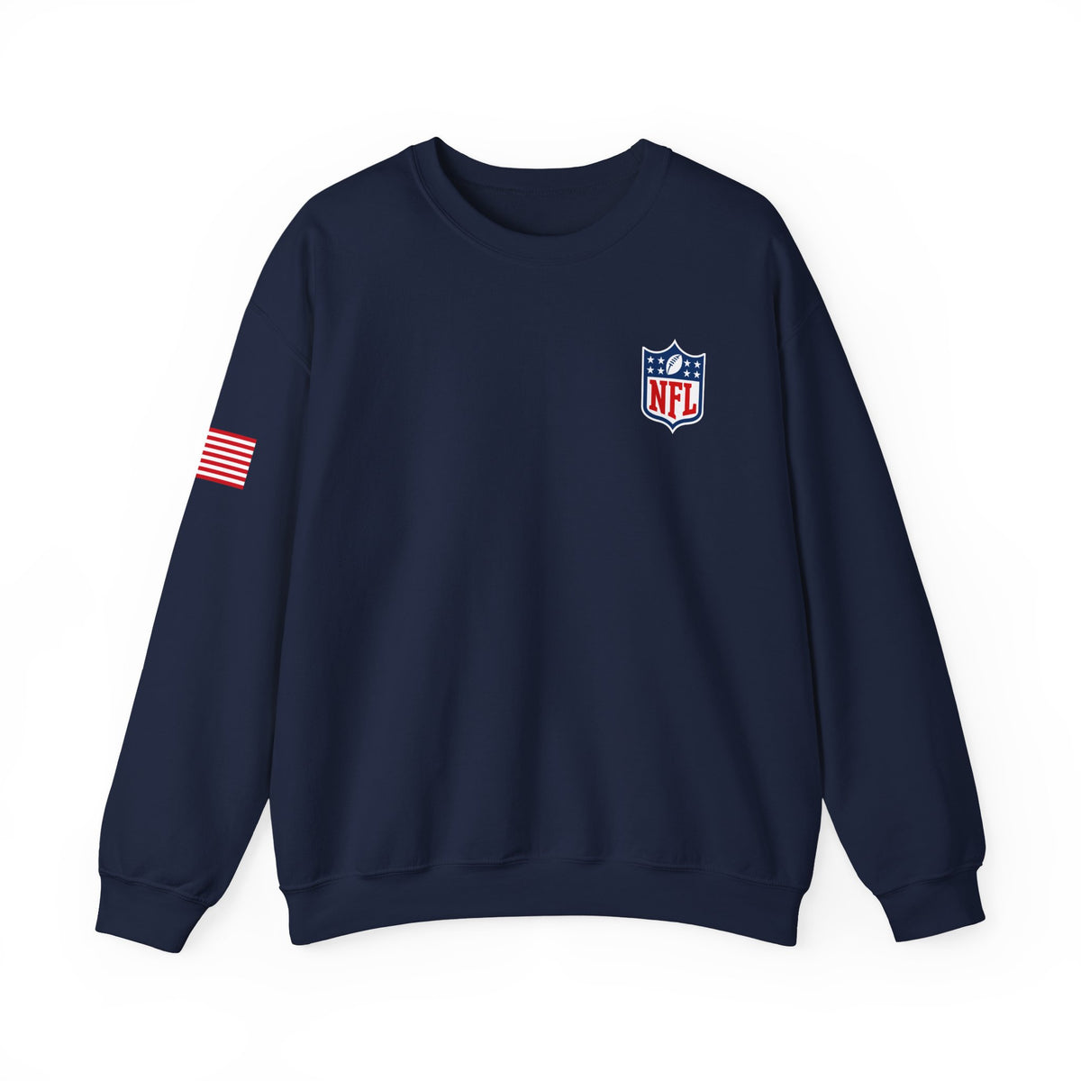 NFL Logo Crewneck Sweatshirt with American Flag Sleeve