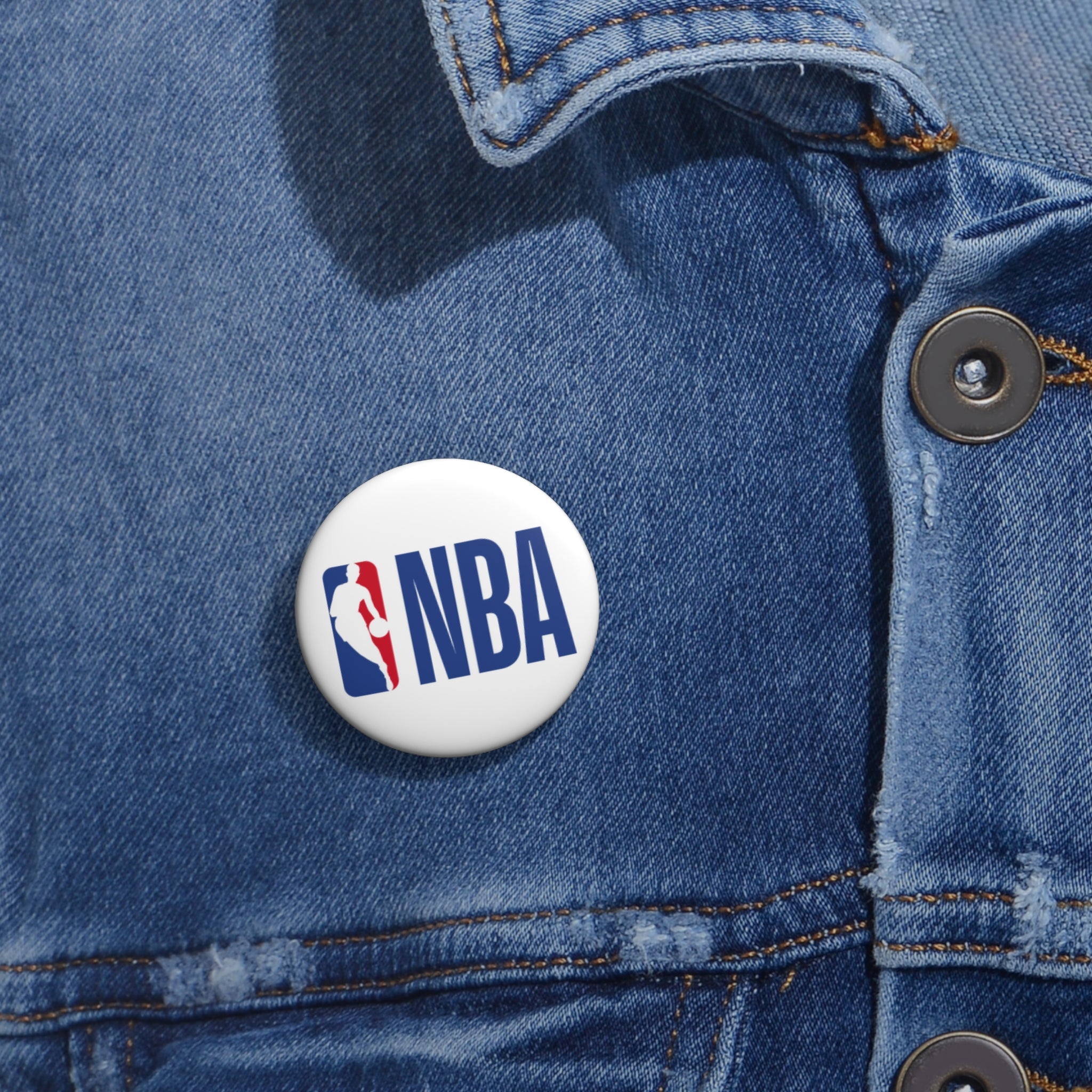 NBA Logo Pin Button Custom Sports Fan Badge