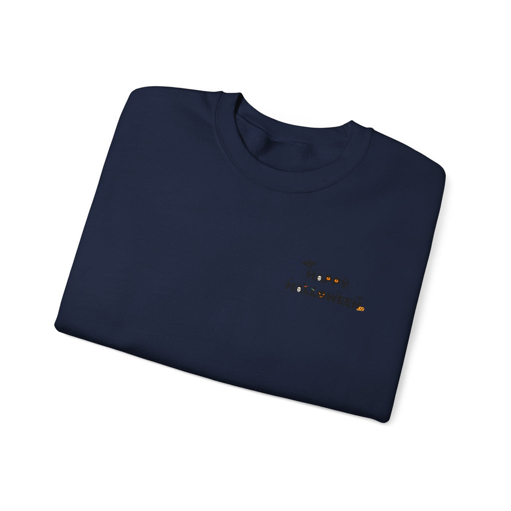 Halloween Candy Crewneck Sweatshirt — 'Happy Halloween' Jack-o'-Lantern & Candy Design