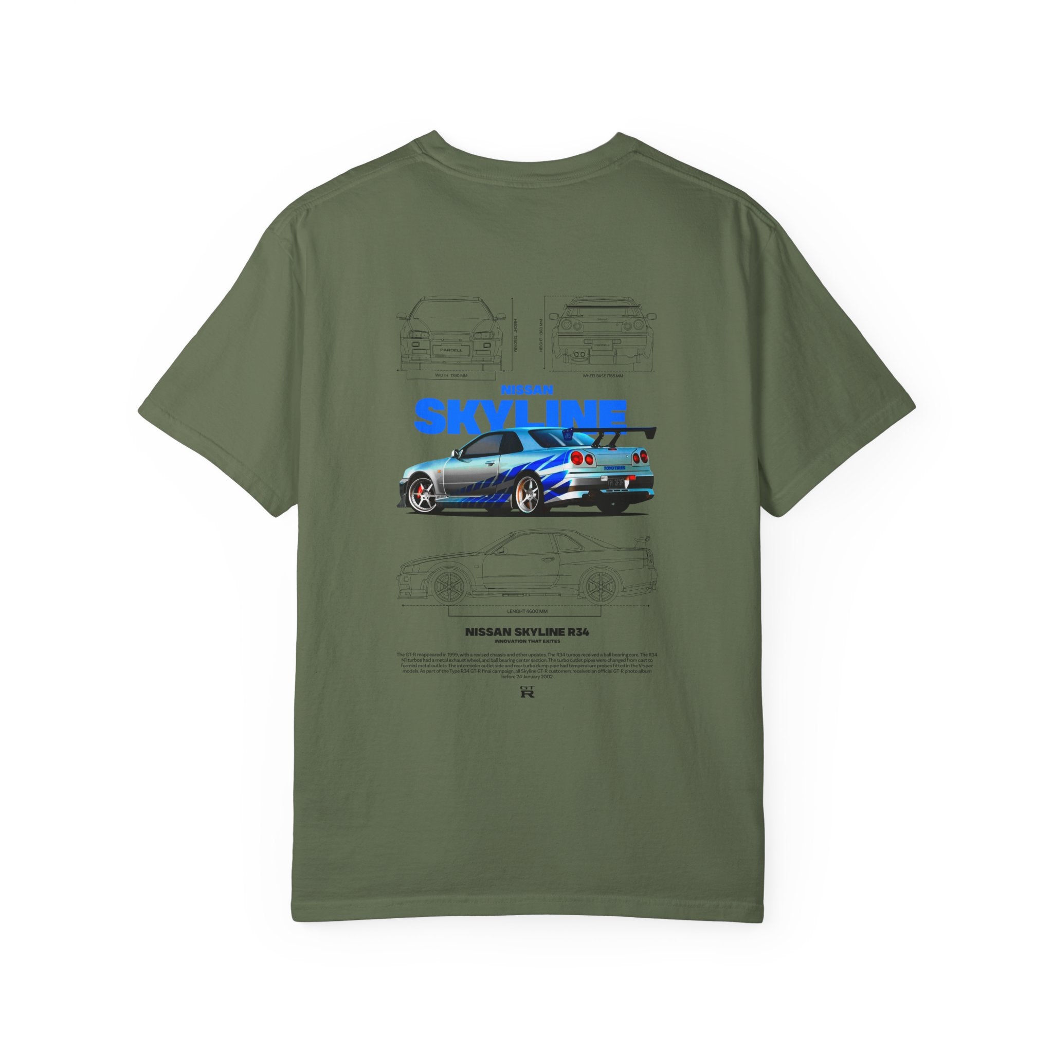 Nissan Skyline R34 Car T-shirt Vintage JDM Racing Tee