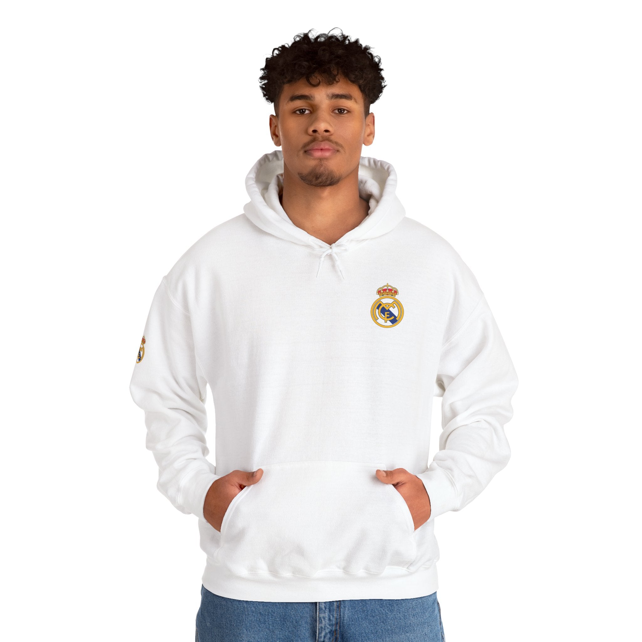 Real Madrid Crest Hoodie  Minimal White Soccer Pullover