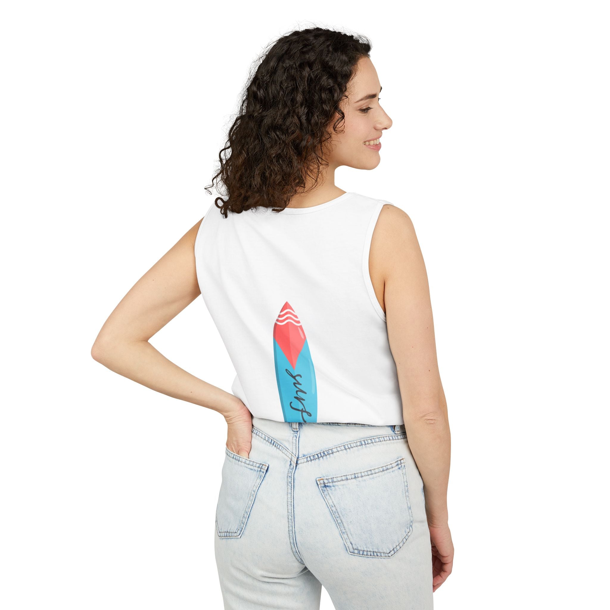 California Super Surfer Tank Top  Vintage Surf Van & Board Beach Graphic