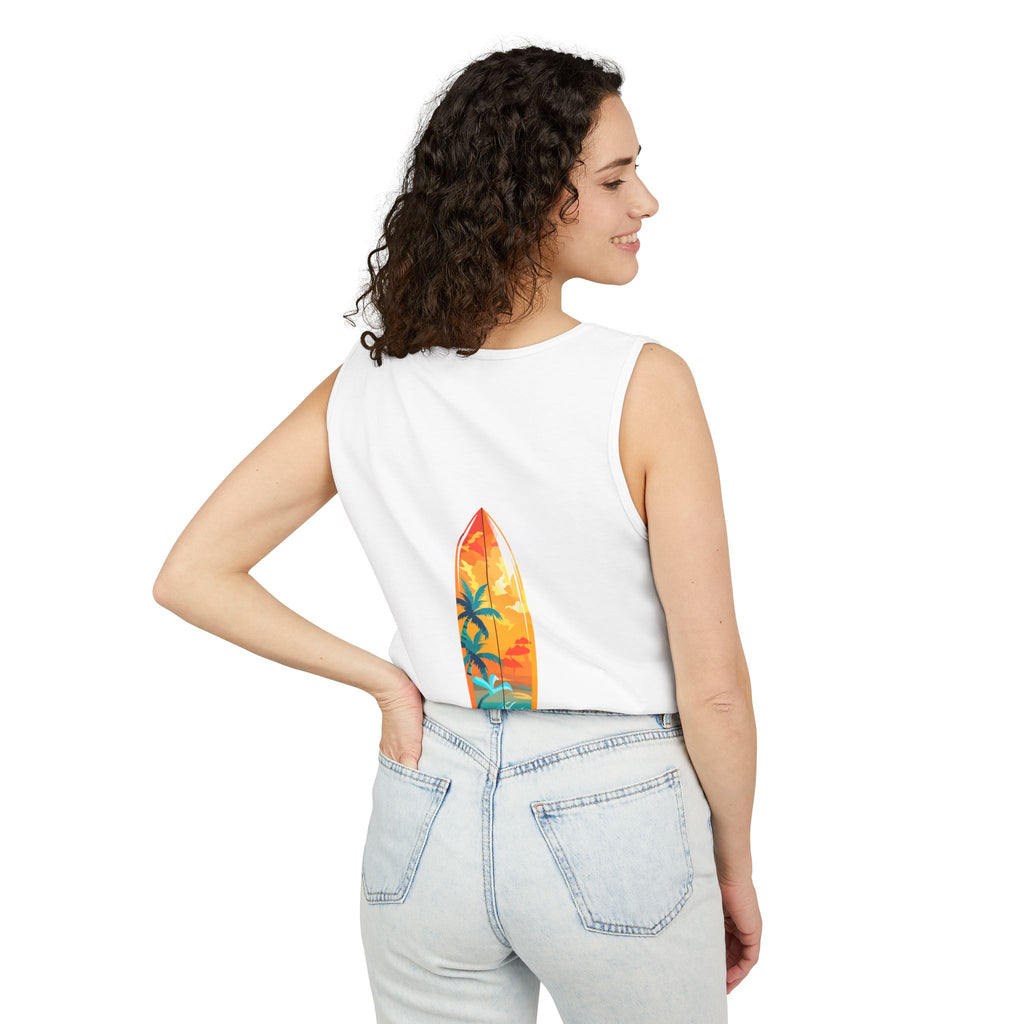 California Paradise Palm Tank Top Retro Beach Sunset Graphic