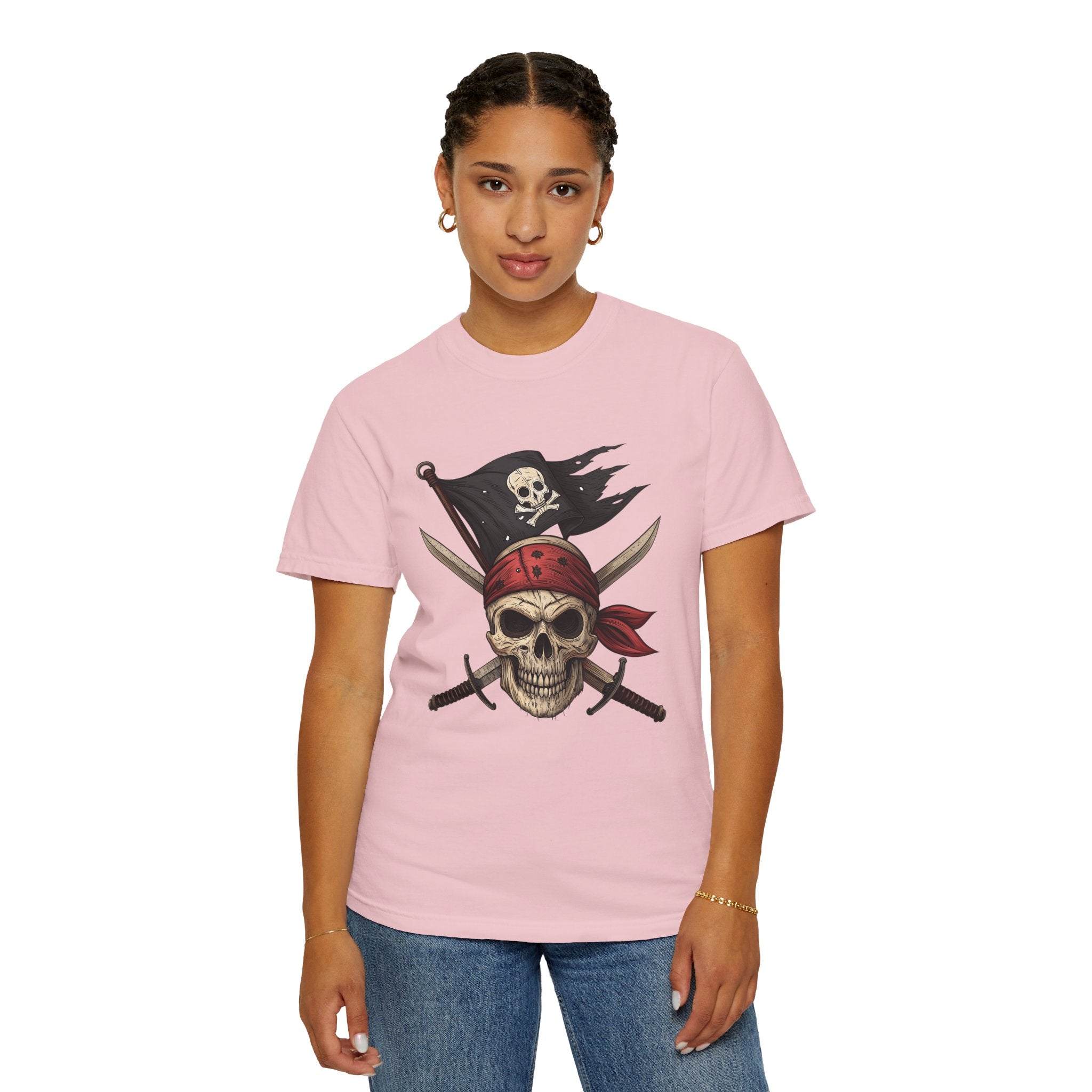 Pirate Skull T-Shirt Jolly Roger Bandana Graphic Tee