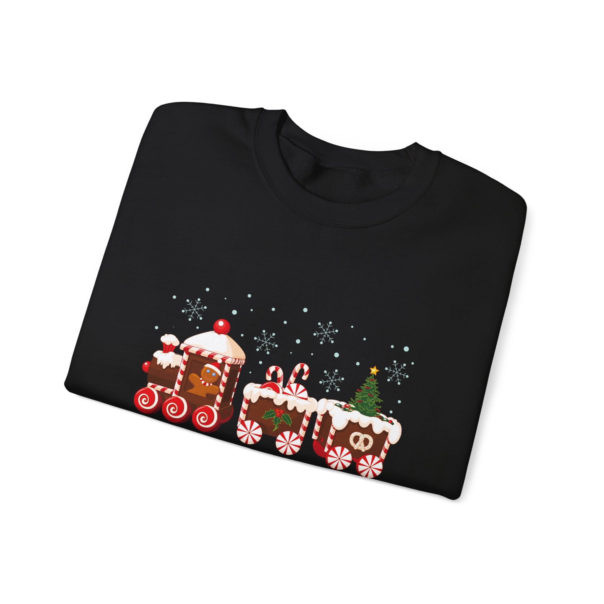 Gingerbread Train crewneck sweatshirt | Merry Christmas back print