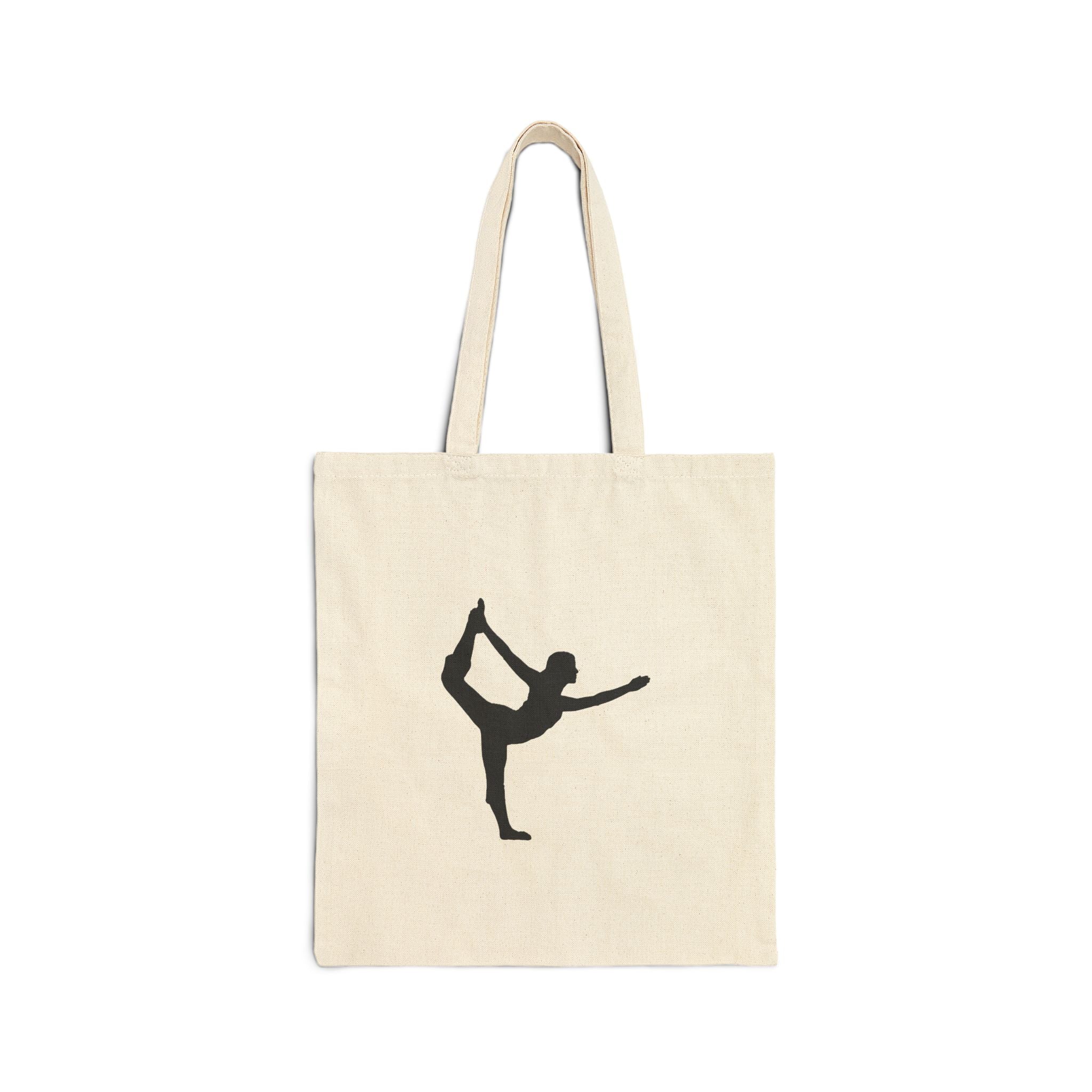Yoga Silhouette Cotton Tote Meditation & Stretch Pose Canvas Bag