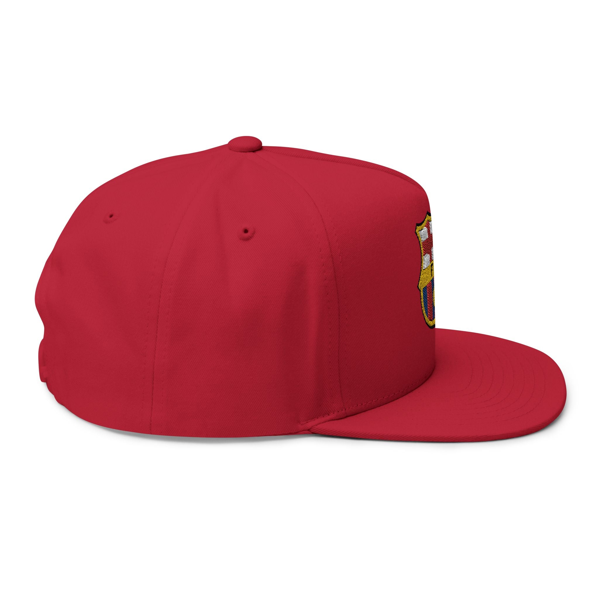 Embroidered Football Crest Flat Bill Cap  Snapback Soccer Hat