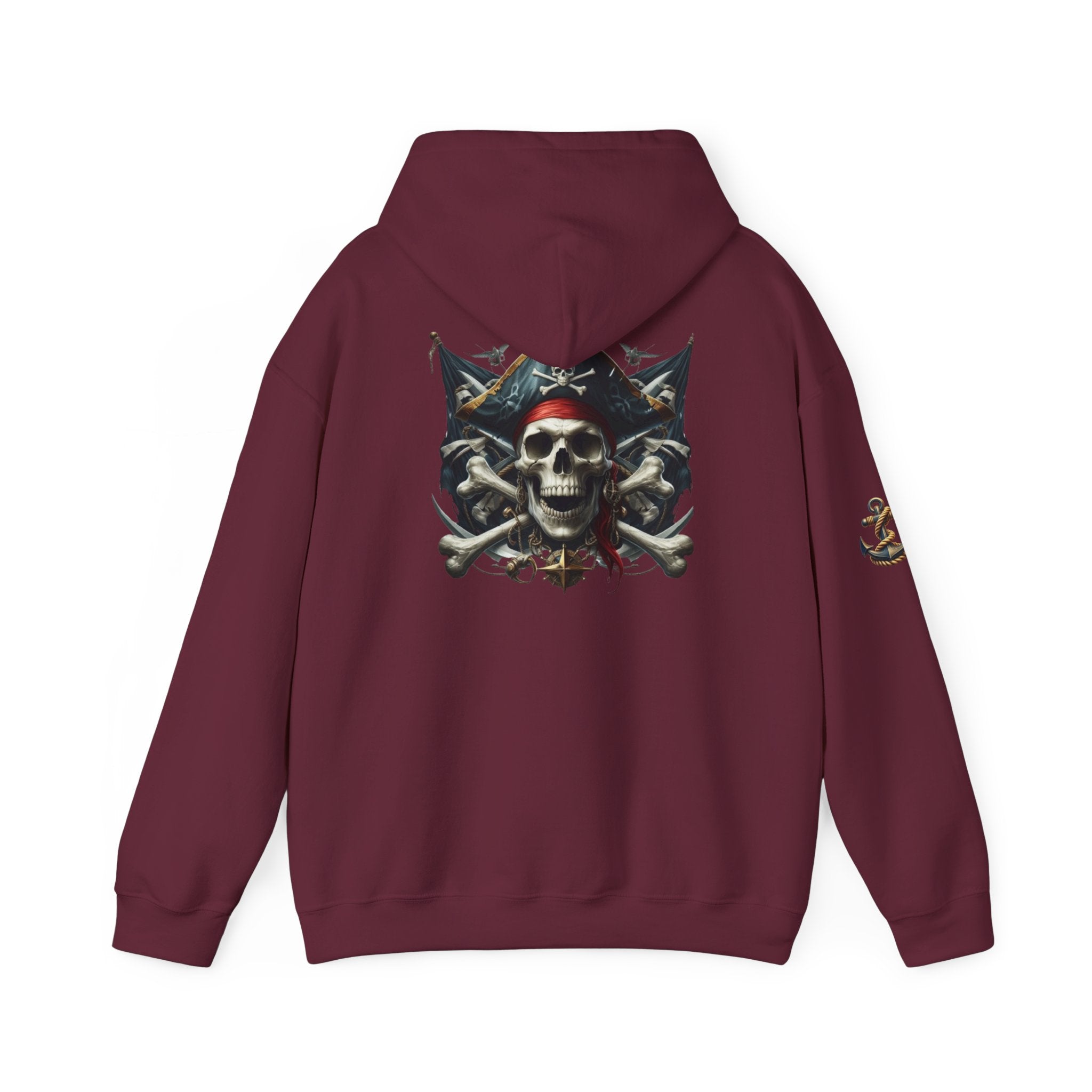 Pirate Skull Anchor Hoodie  Nautical Skull & Crossbones Pullover
