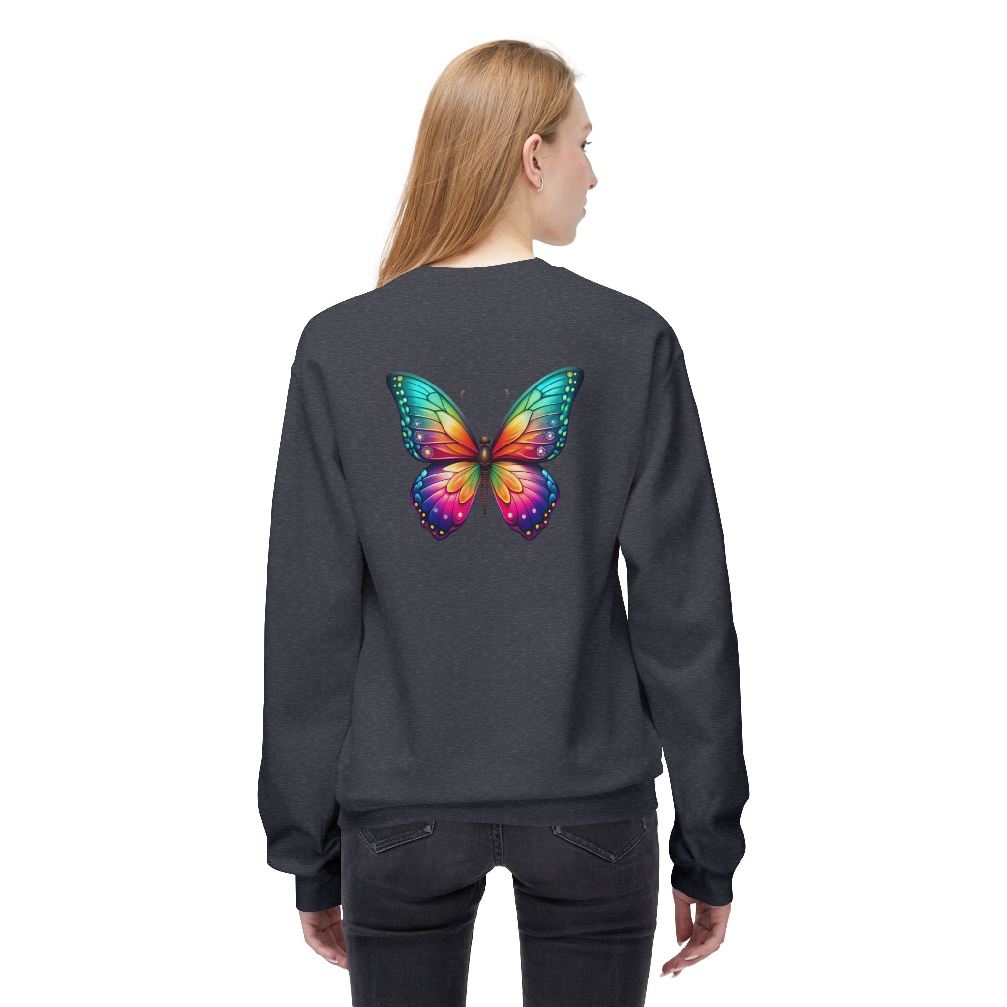 Rainbow Butterfly Sweatshirt | Colorful Monarch Wing Graphic