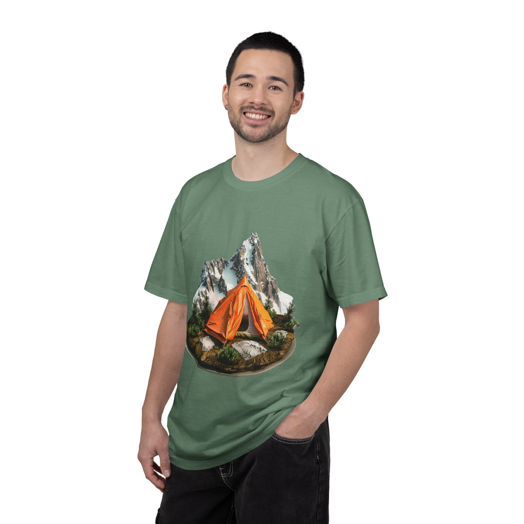 Mountain Camping Tent T-Shirt  Orange Tent Campsite Graphic