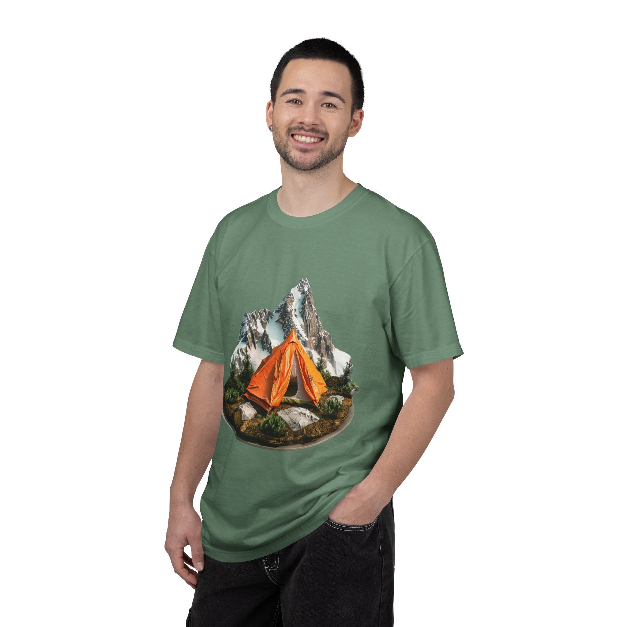 Mountain Camping Tent T-Shirt  Orange Tent Campsite Graphic